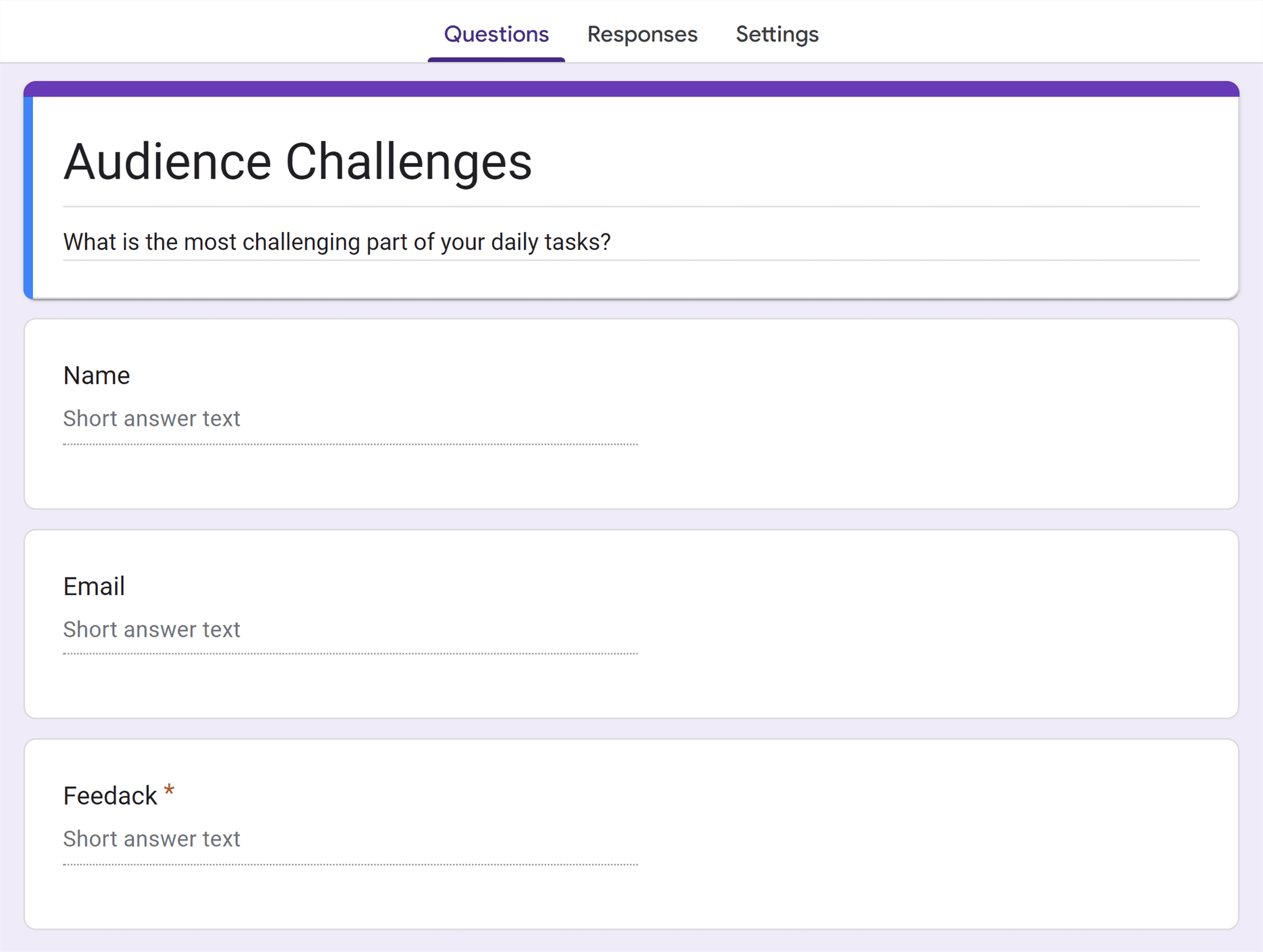 Google Forms – Audience Challenges