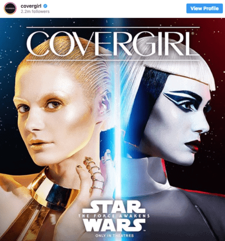 covergirl star wars brand partnership instagram post 
