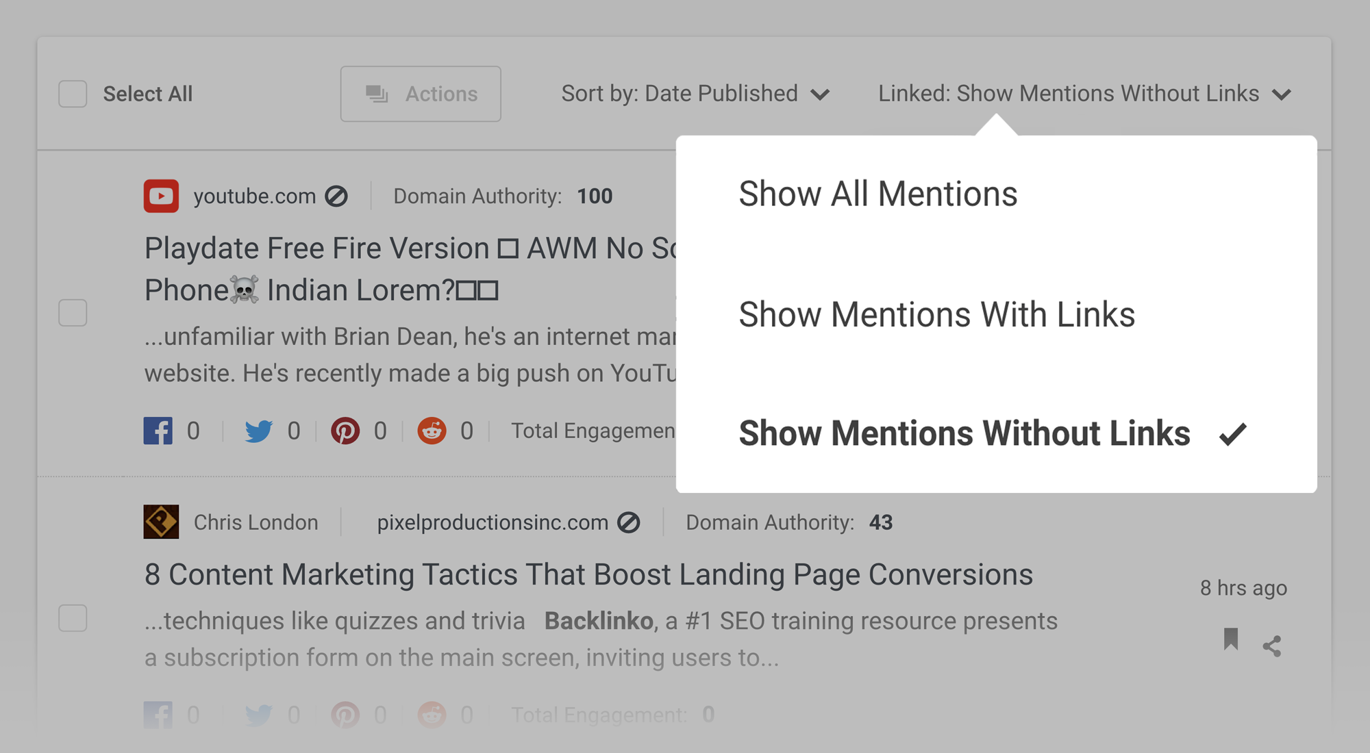Buzzsumo – Brand alerts – Filter mentions
