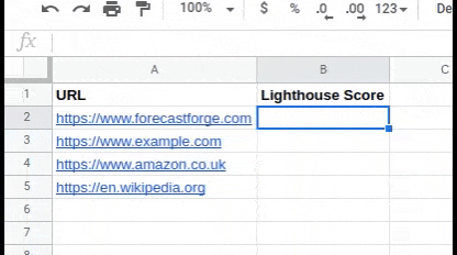 How to show Lighthouse Scores in Google Sheets with a custom function |