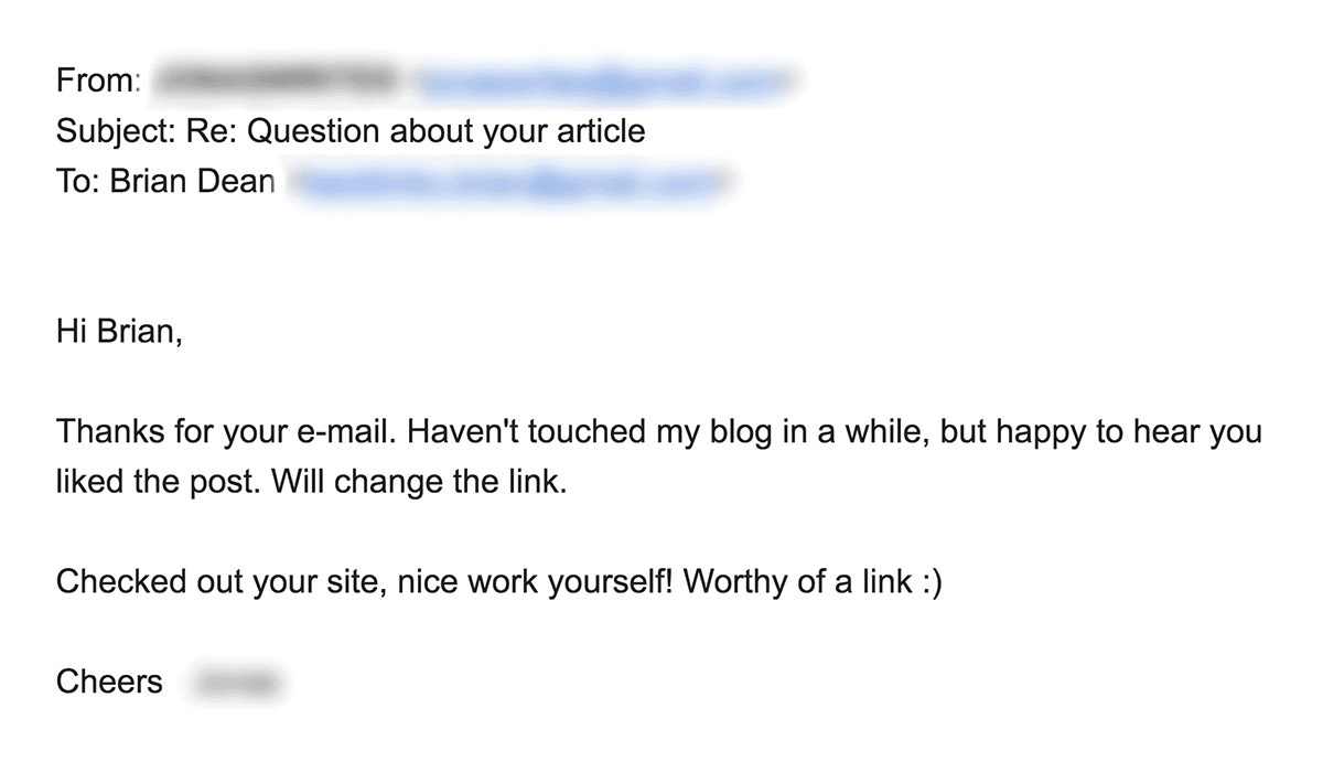 Outreach email response