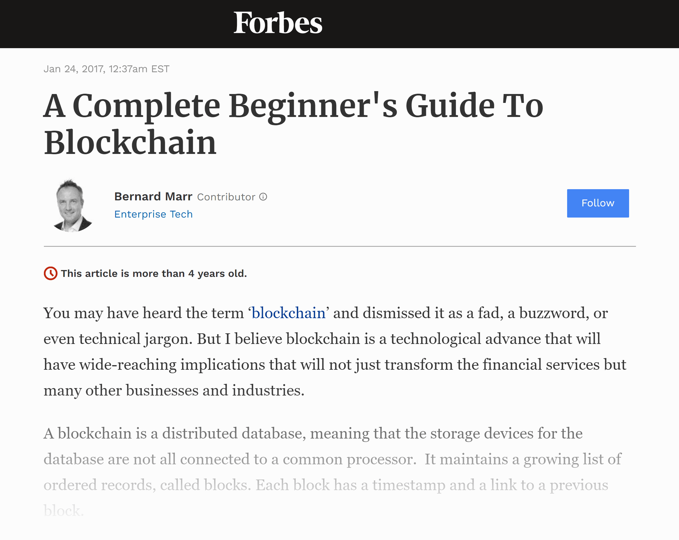 Forbes – Beginners guide to blockchain