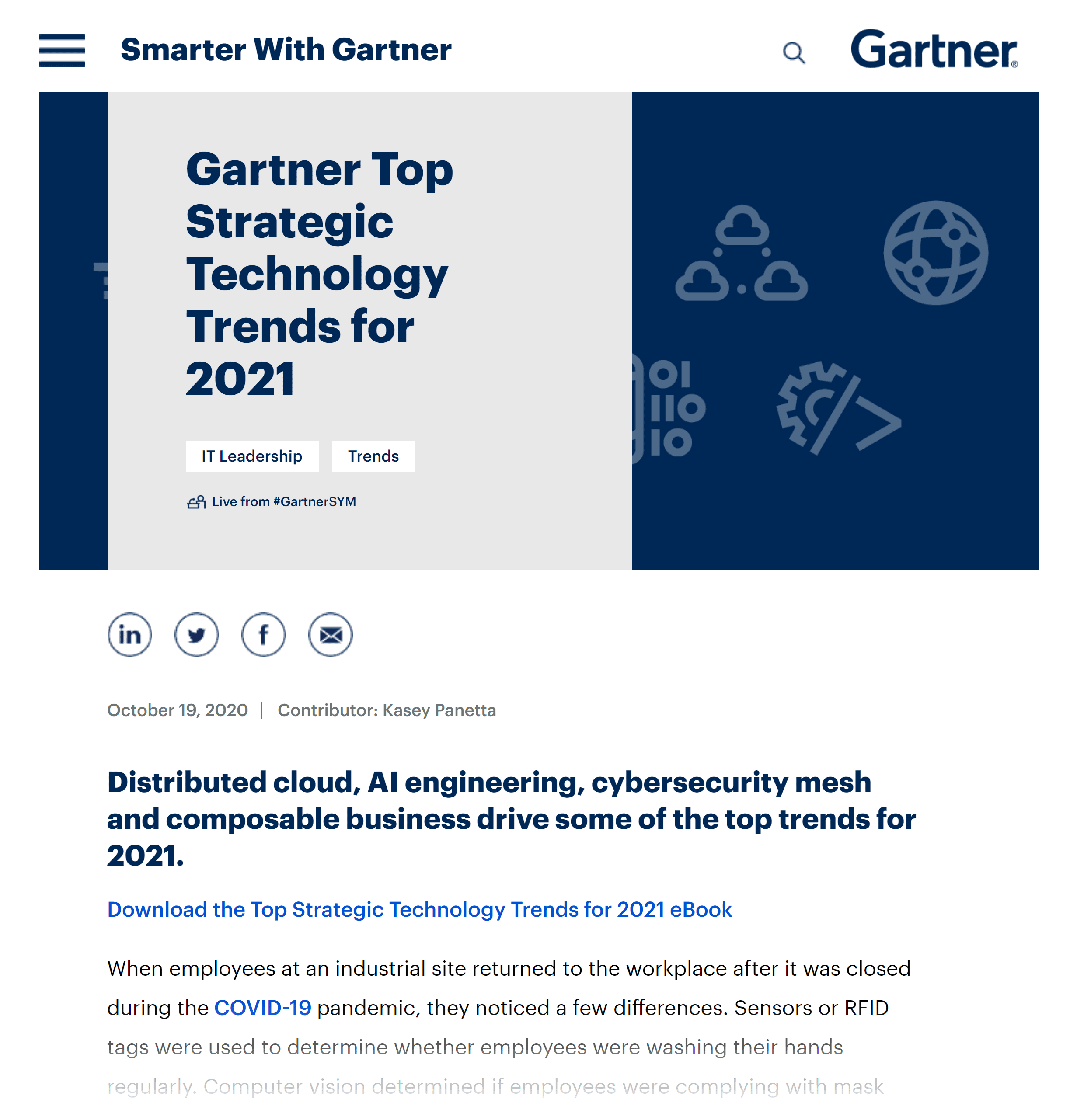 Gartner – Top strategic technology trends post