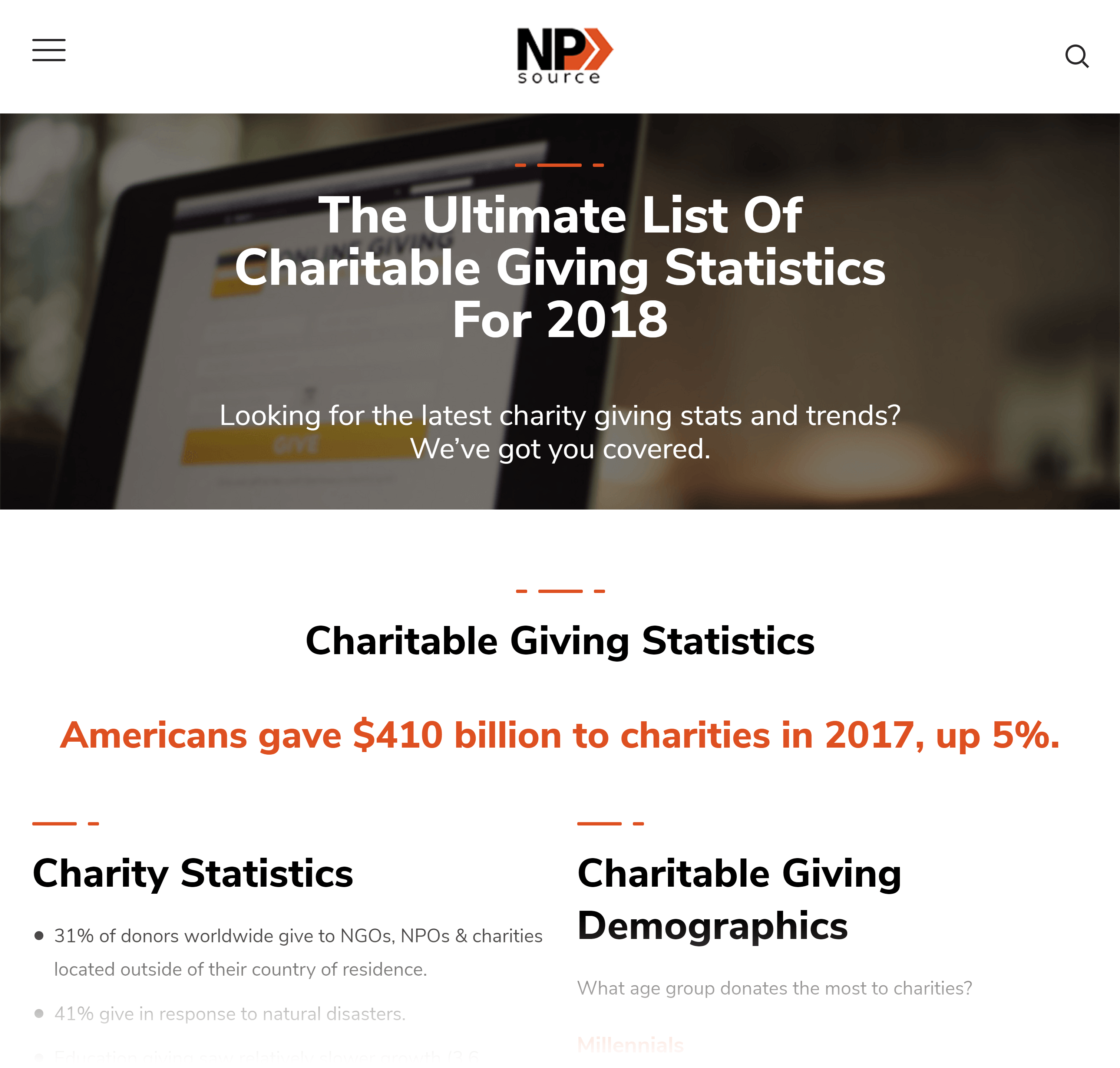NonProfitsSource – Online giving statistics