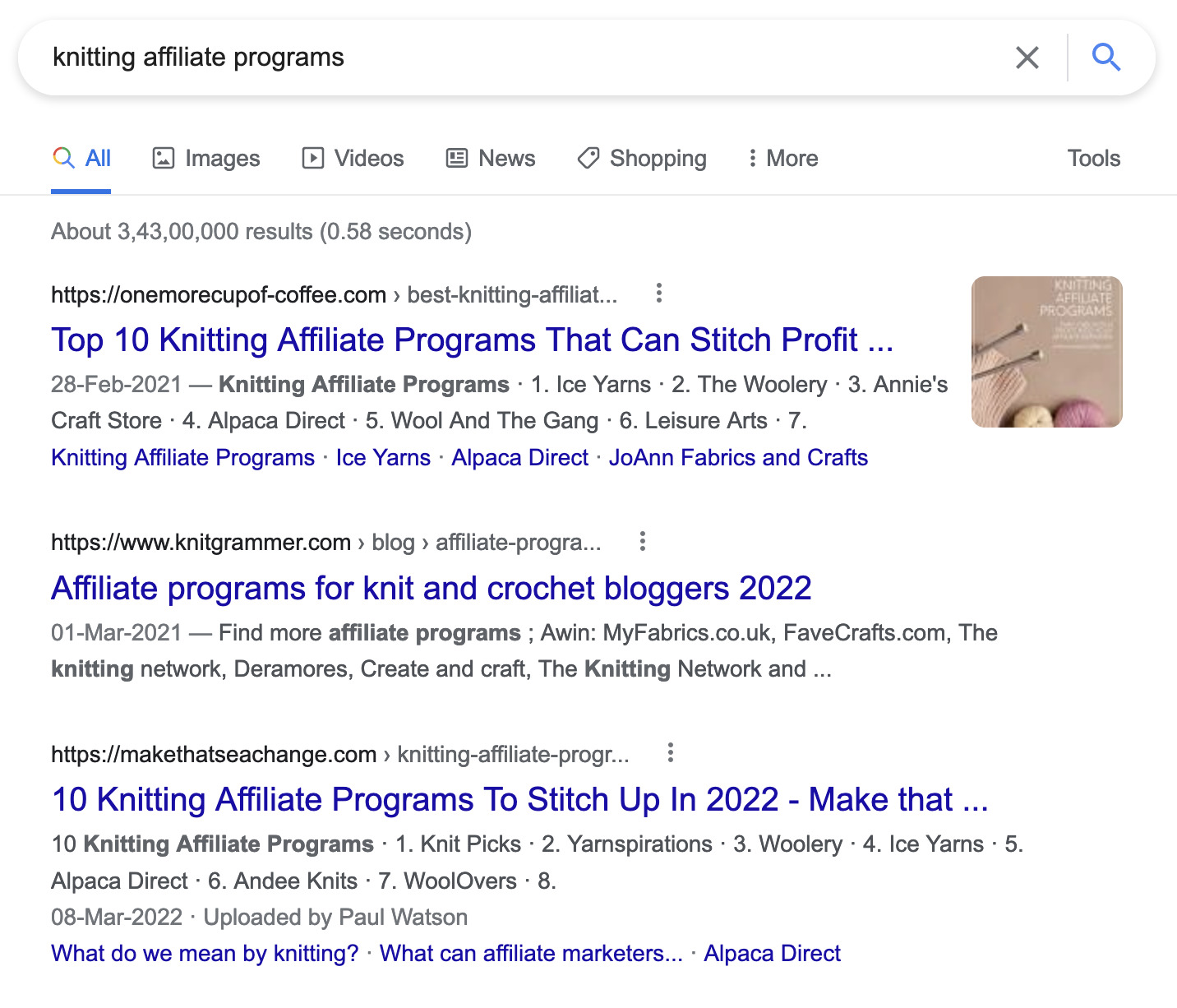 1-google-serp-knitting-affiliate-program How to Make Money Blogging: A Simple (But Complete) Guide