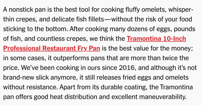 Wirecutter's introduction in its post on the best non-stick pans
