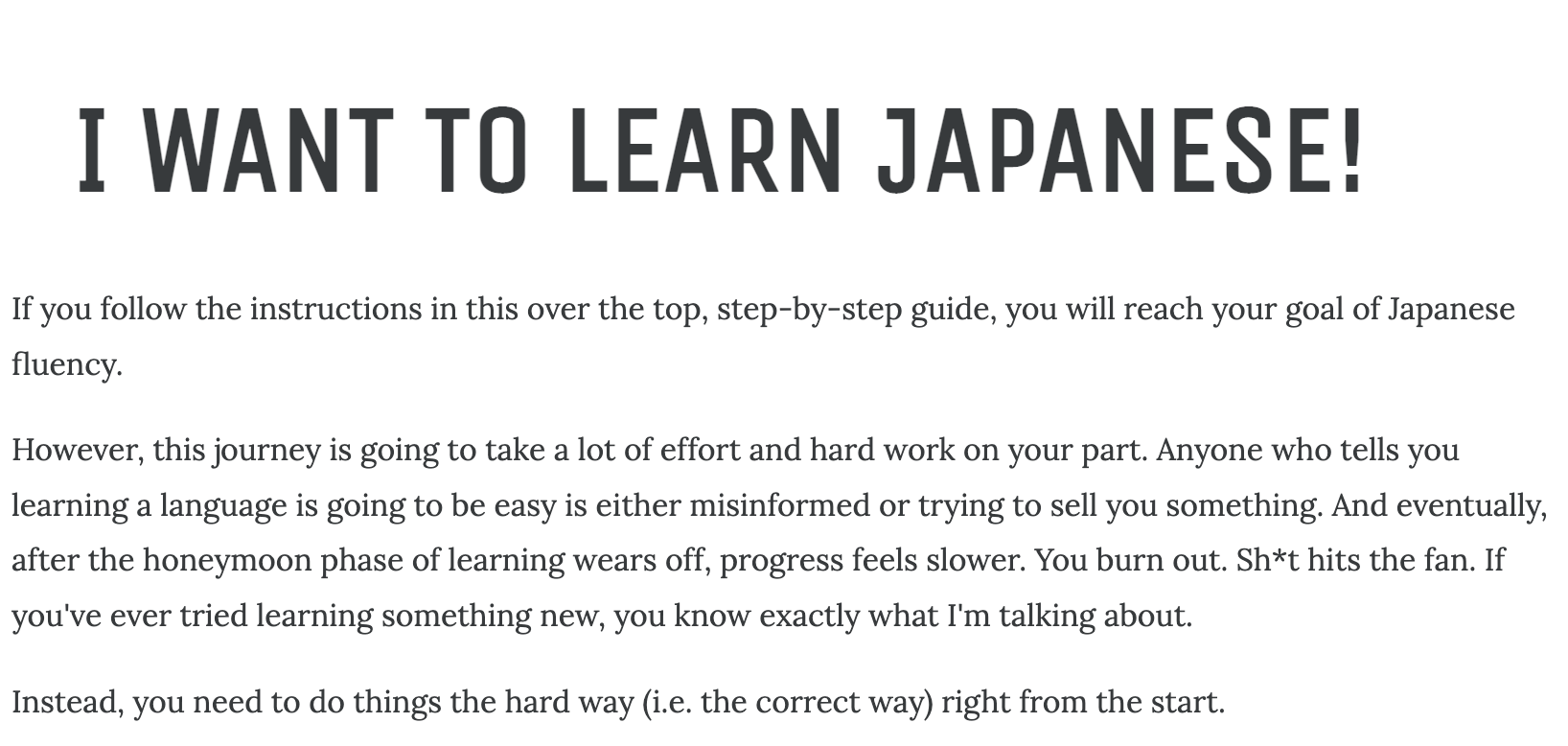 Excerpt of Tofugu's guide to learning Japanese
