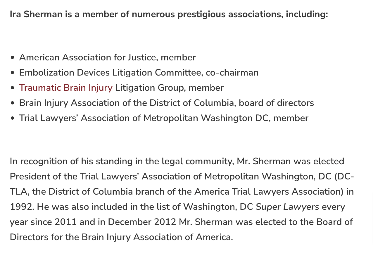 Example page showing the lawyer's credentials