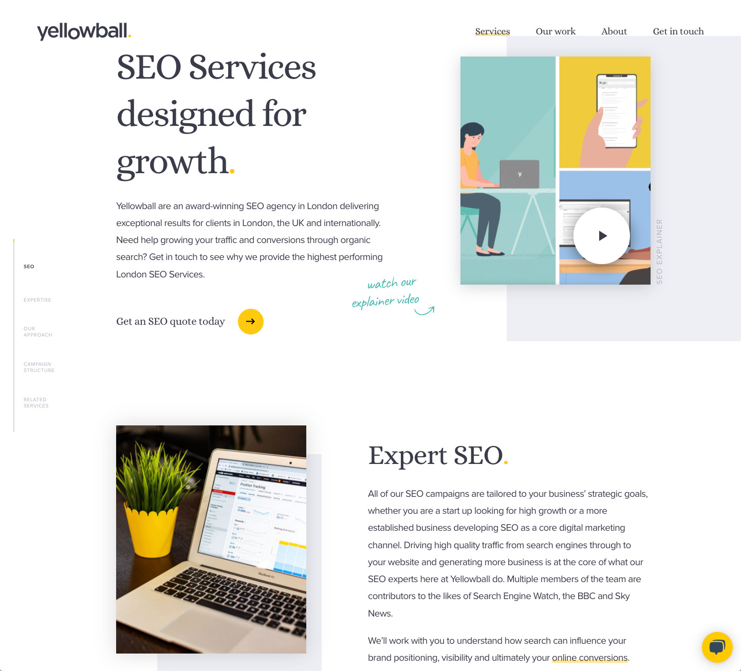Compelling landing page for SEO services