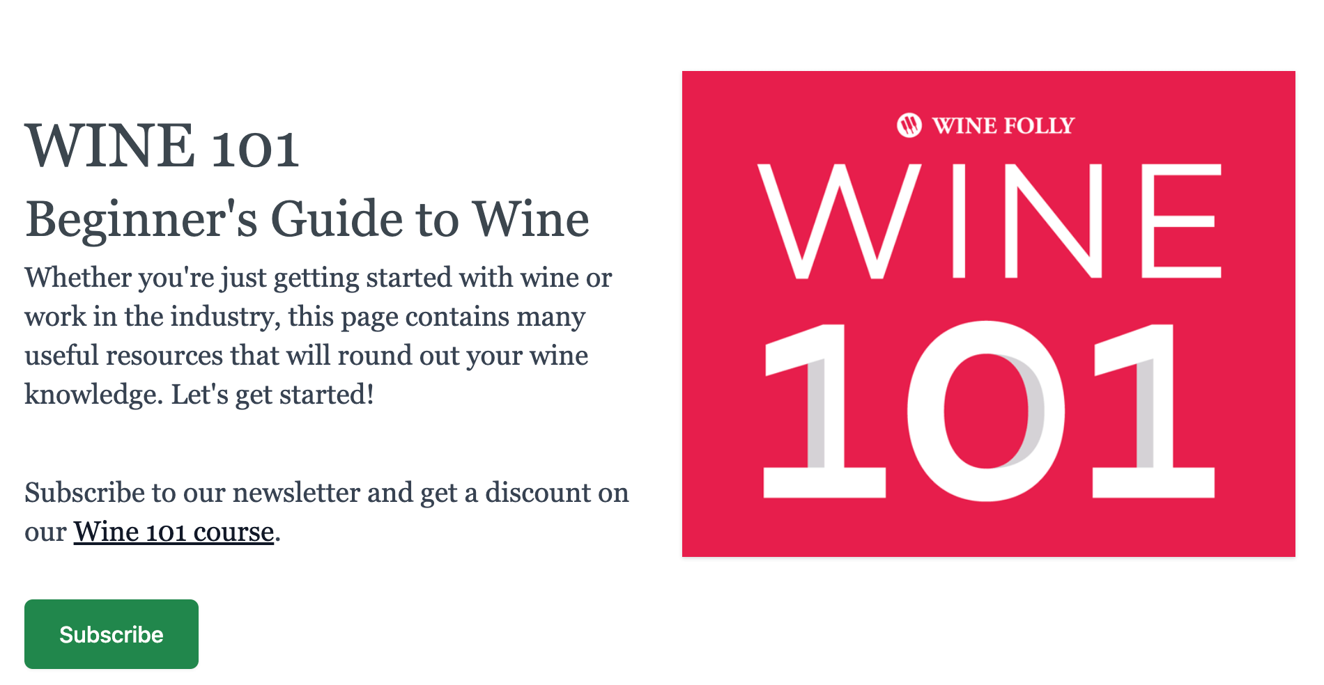 Excerpt of Wine Folly's beginner's guide to wine