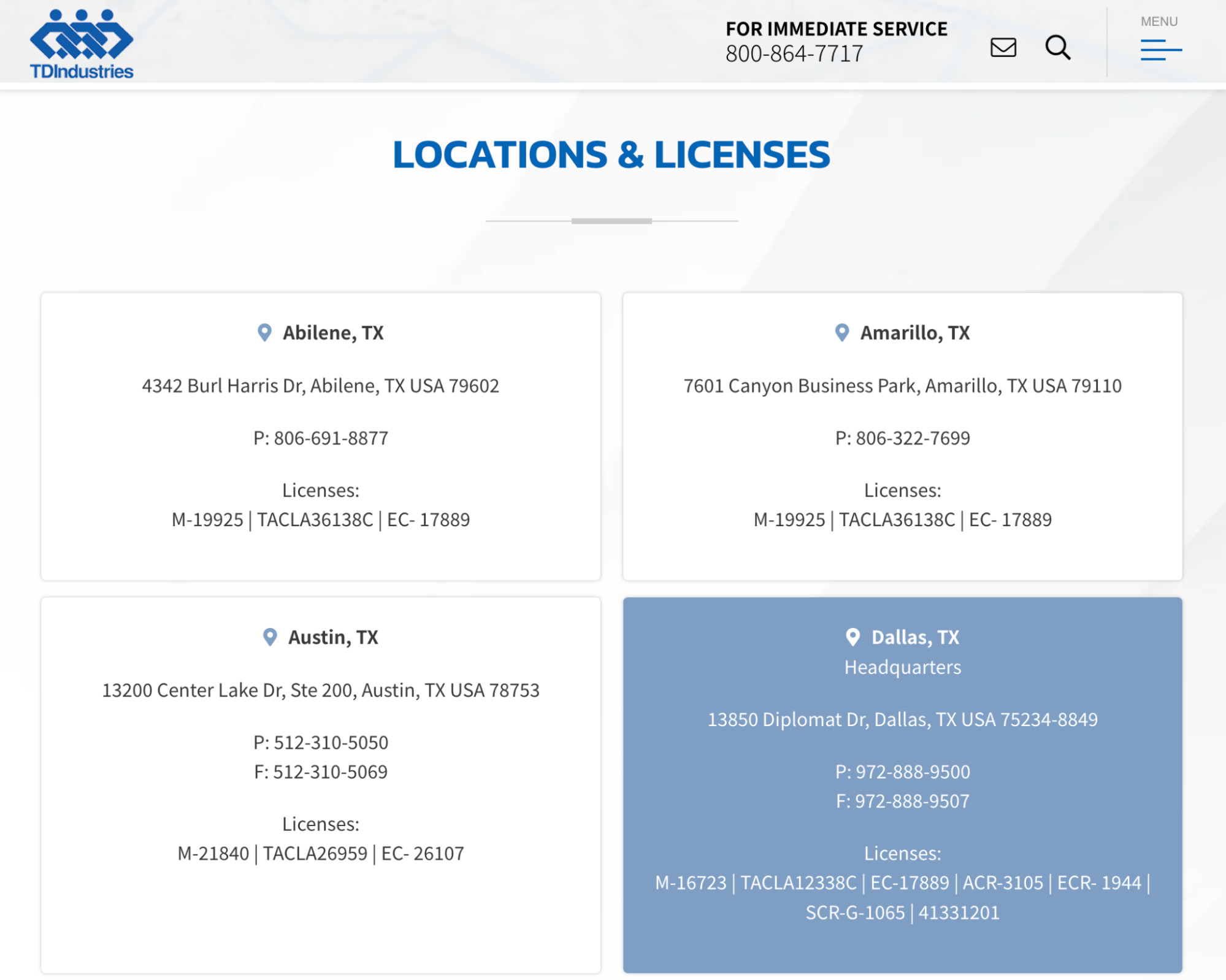 Example of a plumber's "locations" page
