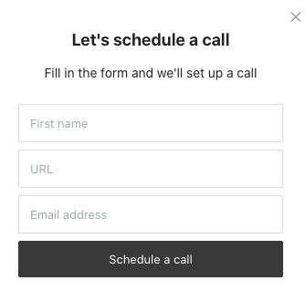 CTA inviting visitor to schedule a call; below, a sign-up form 