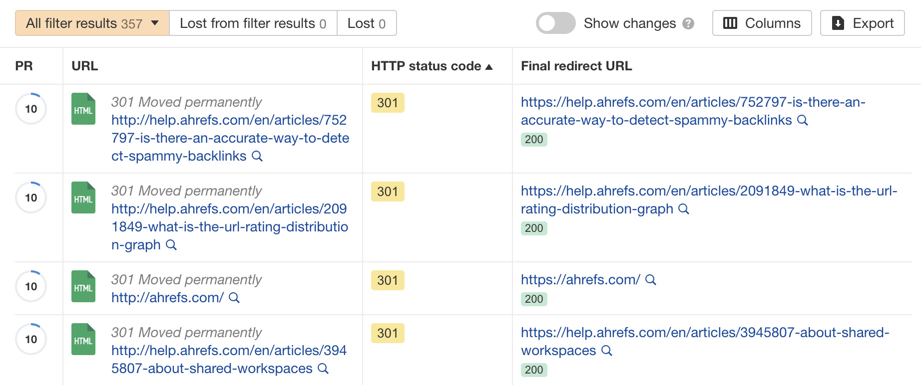 Investigating HTTP status code issues in Ahrefs' Site Audit
