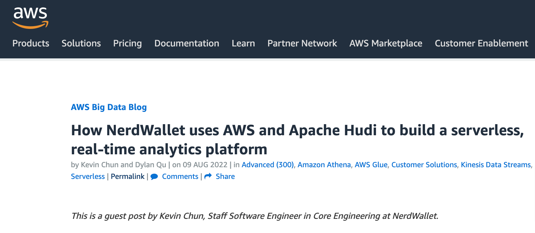 Guest post on AWS website