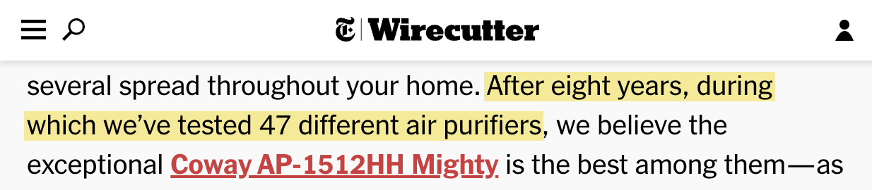 It would be hard to compete with the top-ranking page for "best air purifier" on content
