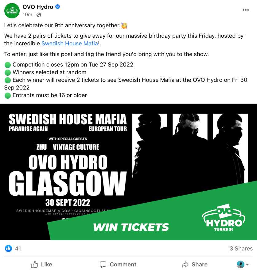Facebook post promoting an event
