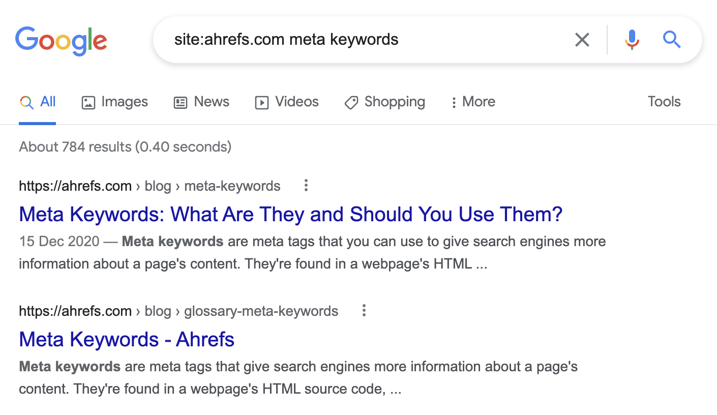 Example of a possible keyword cannibalization issue
