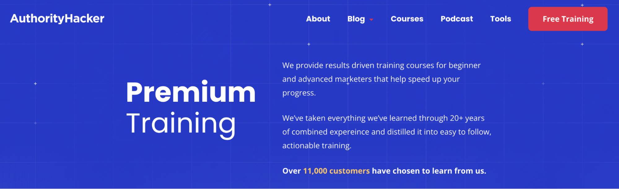 Premium SEO training landing page, via Authority Hacker  