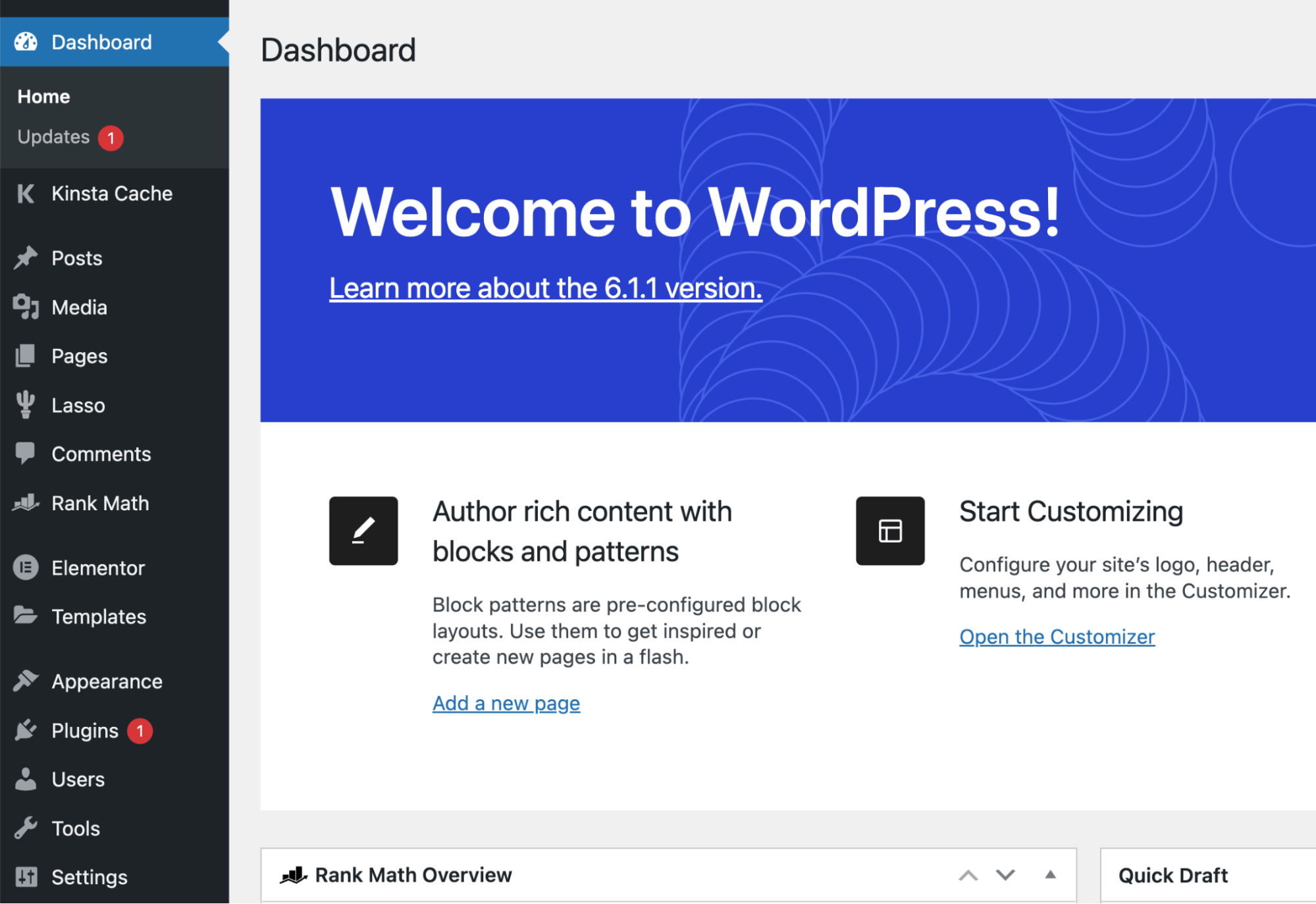 WordPress user interface