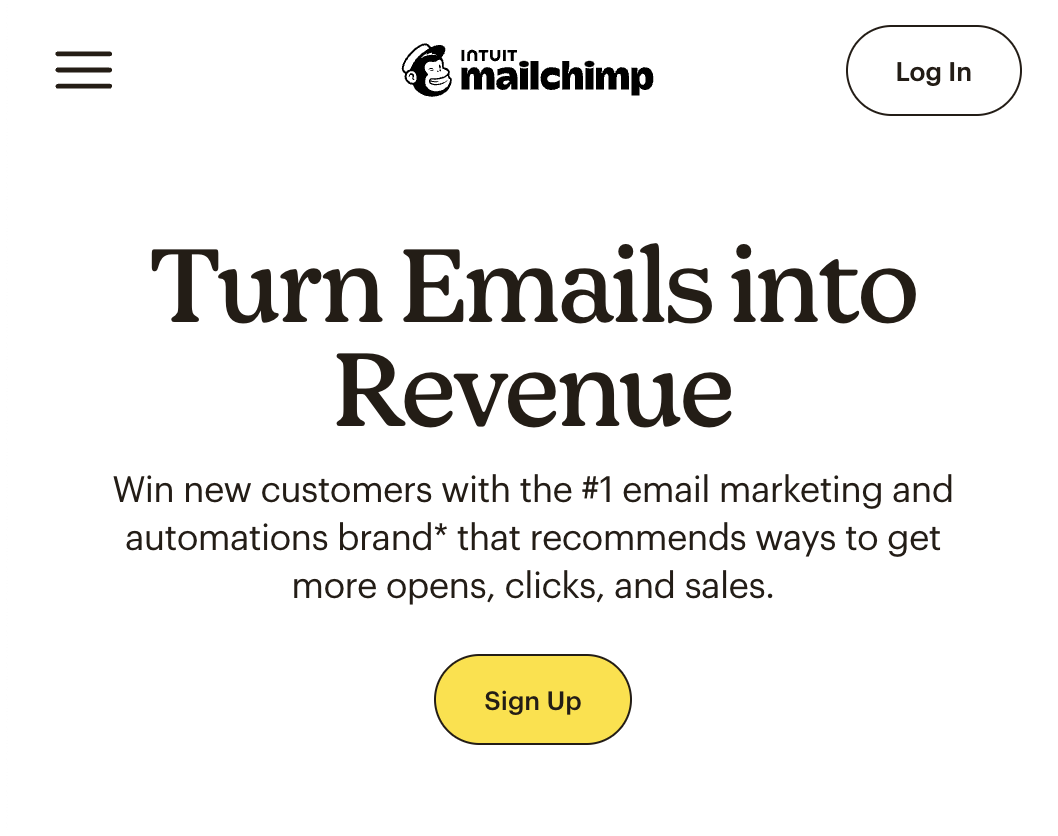 Mailchimp homepage
