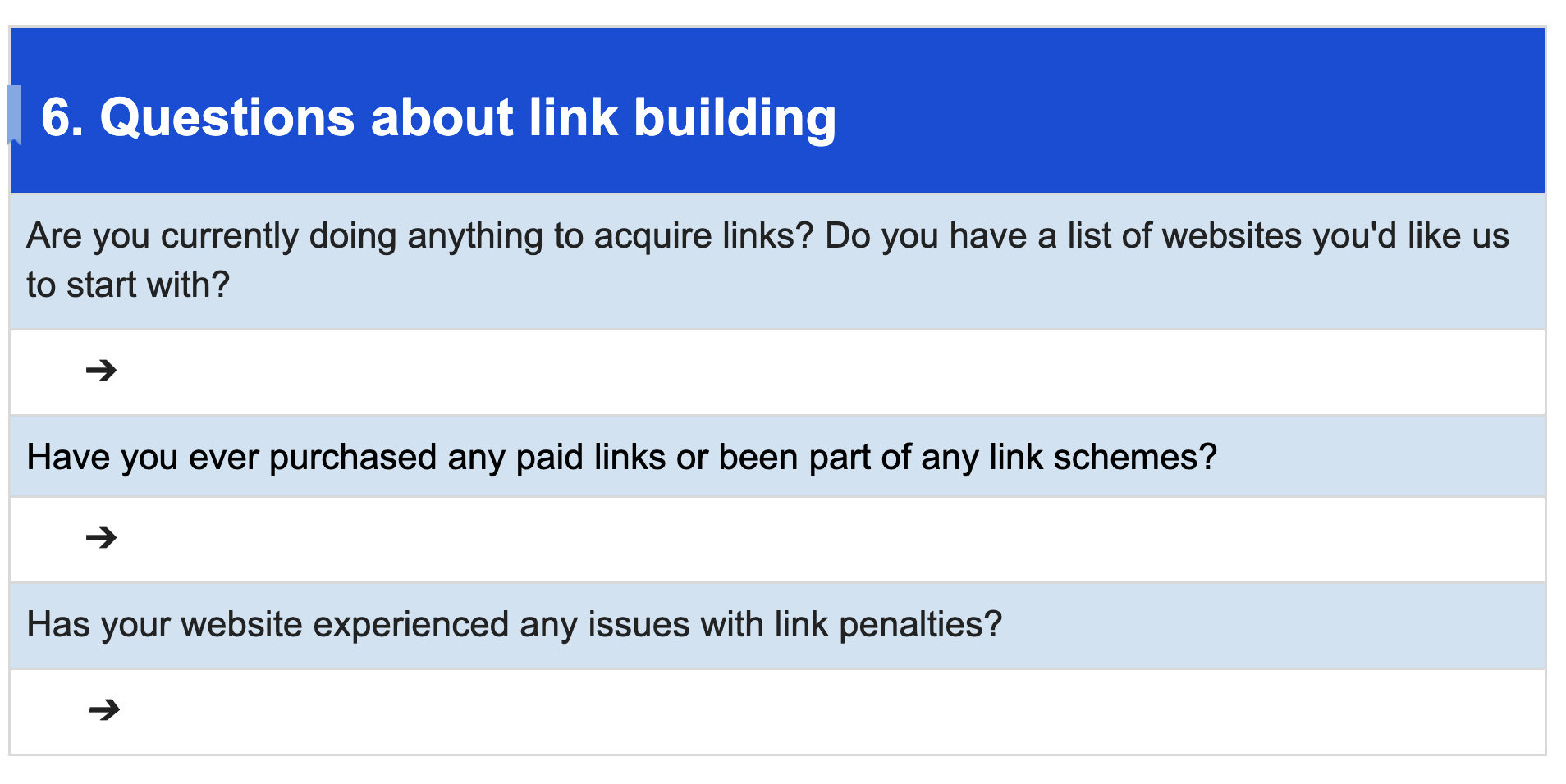 Questions about link building