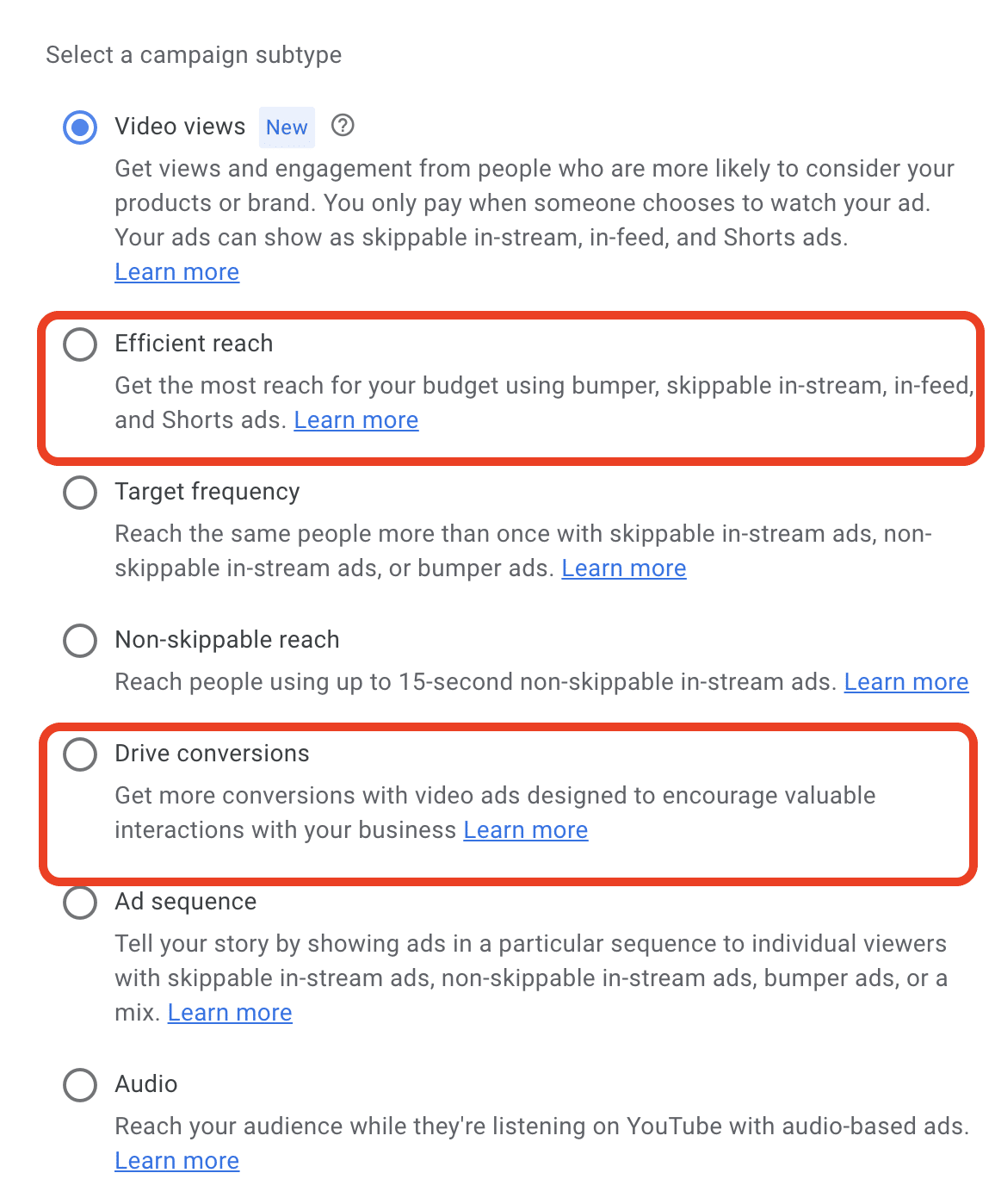 YouTube-Ads-campaign-subtype-options How to overcome the top 3 objections to YouTube video ads