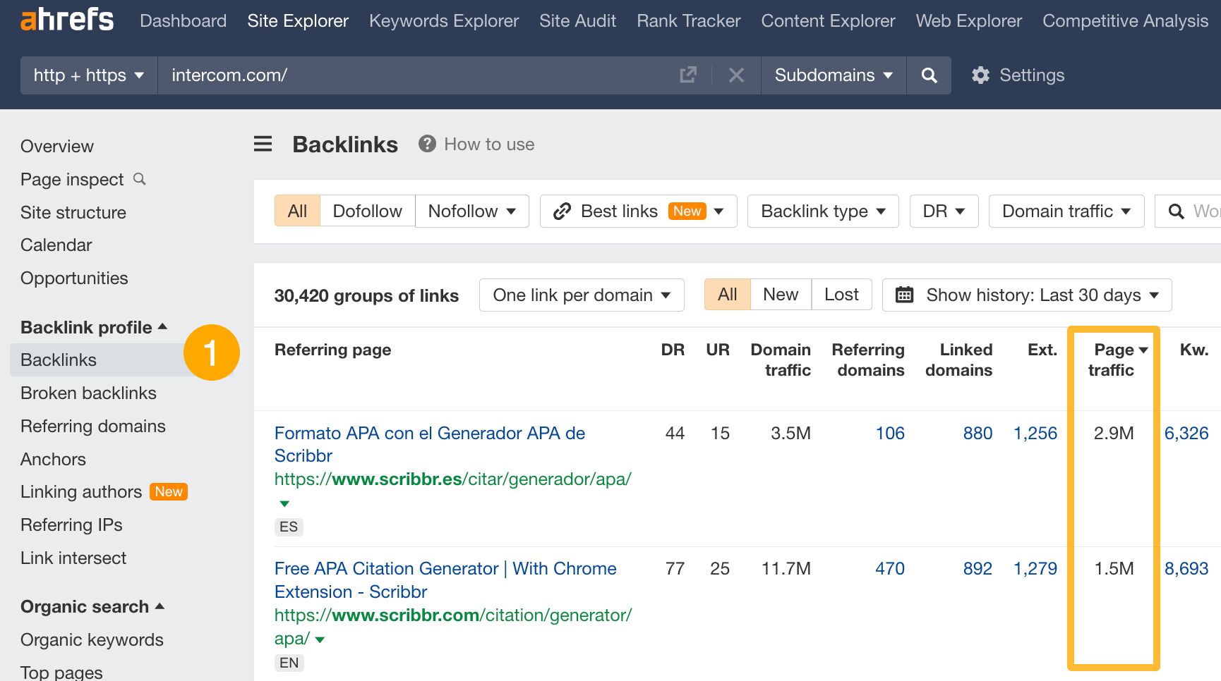 backlinks-report-in-ahrefs- 15 Unique Ways to Check Competitor Website Traffic