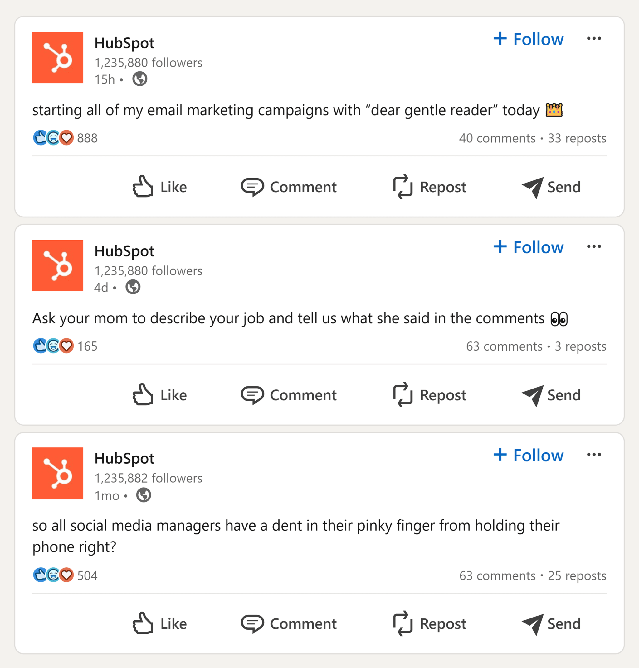hubspot-linkedin-posts 22 Content Marketing Examples to Inspire You
