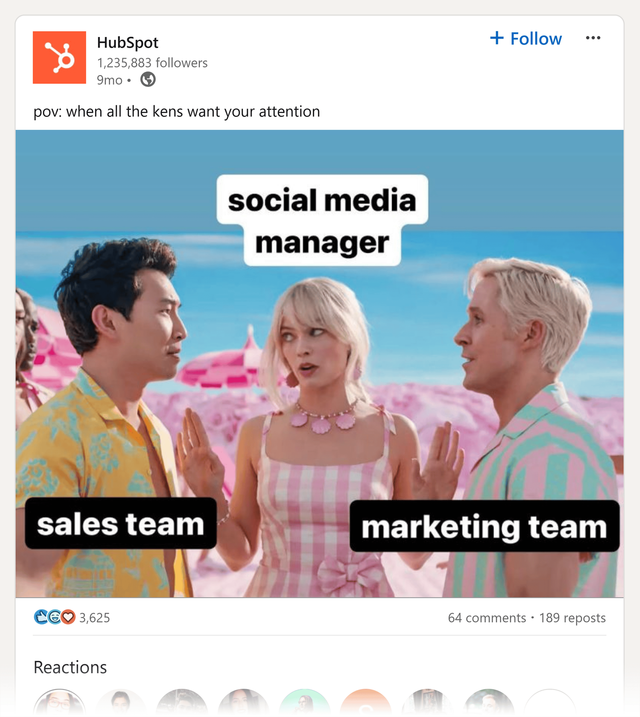 linkedin-hubspot-barbie-meme 22 Content Marketing Examples to Inspire You