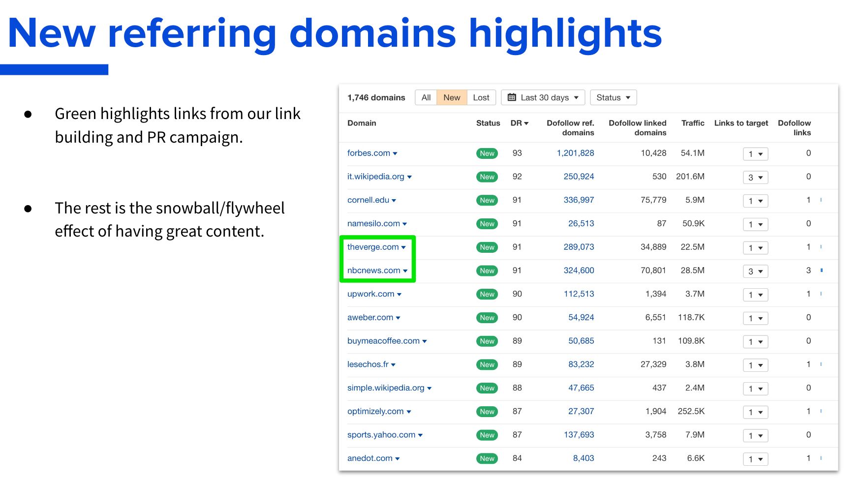 new-referring-domains-highlights-screenshot Steal Our SEO Report Template (Inspired by SEO Experts)