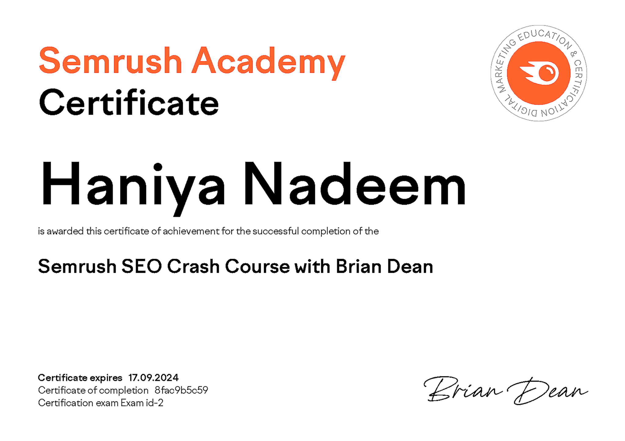semrush-academy-certificate 7 Best Free Online Marketing Classes in 2024
