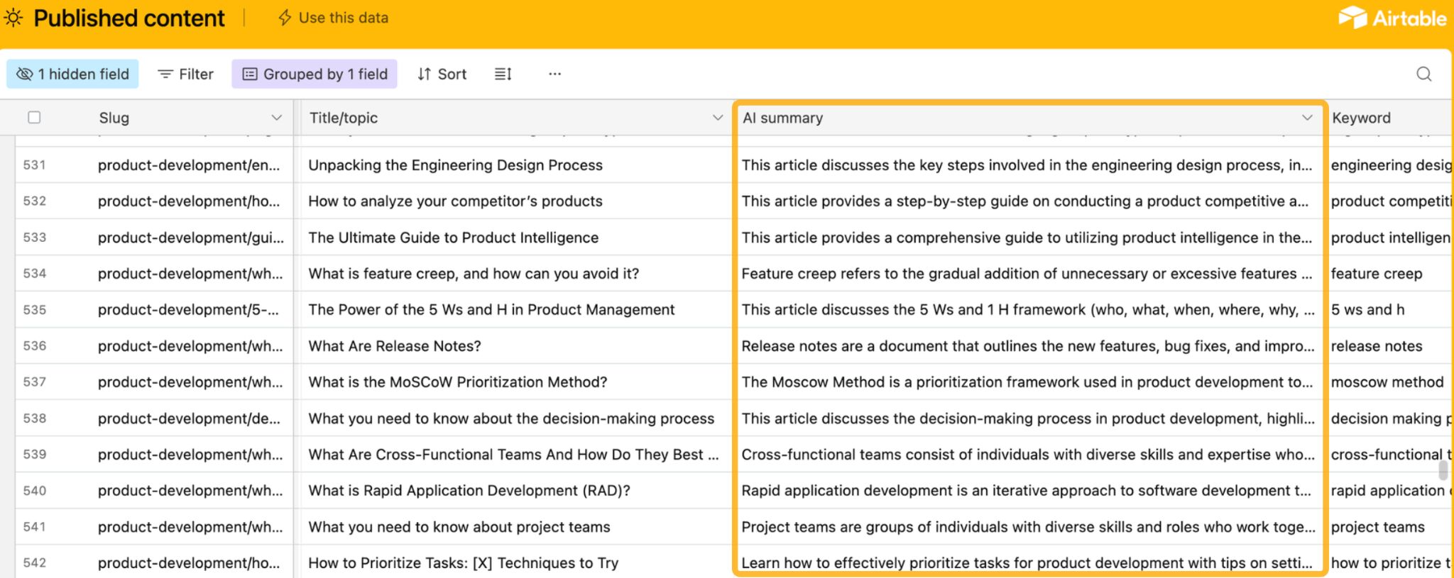 AI summary embedded into an automation workflow. 