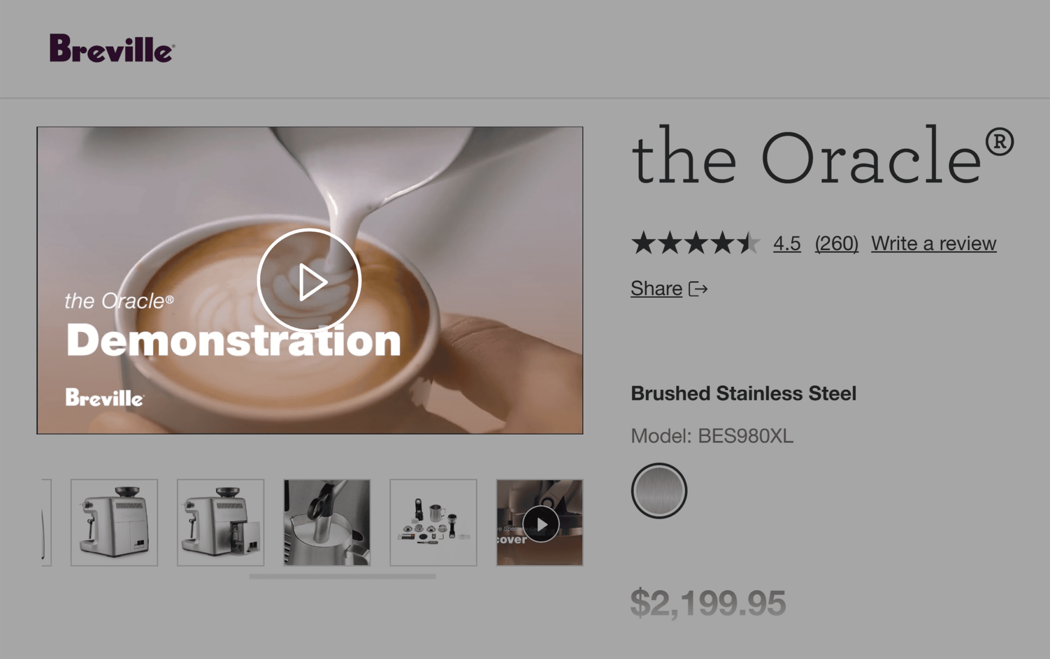 breville-product-video 20 Effective Product Page Examples (+ Best Practices)