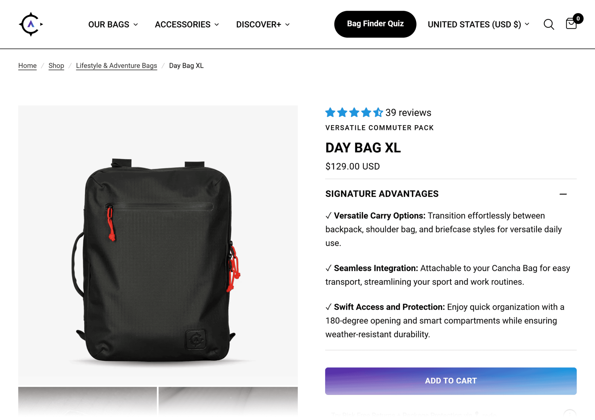 canchabags-day-bag-xl 20 Effective Product Page Examples (+ Best Practices)