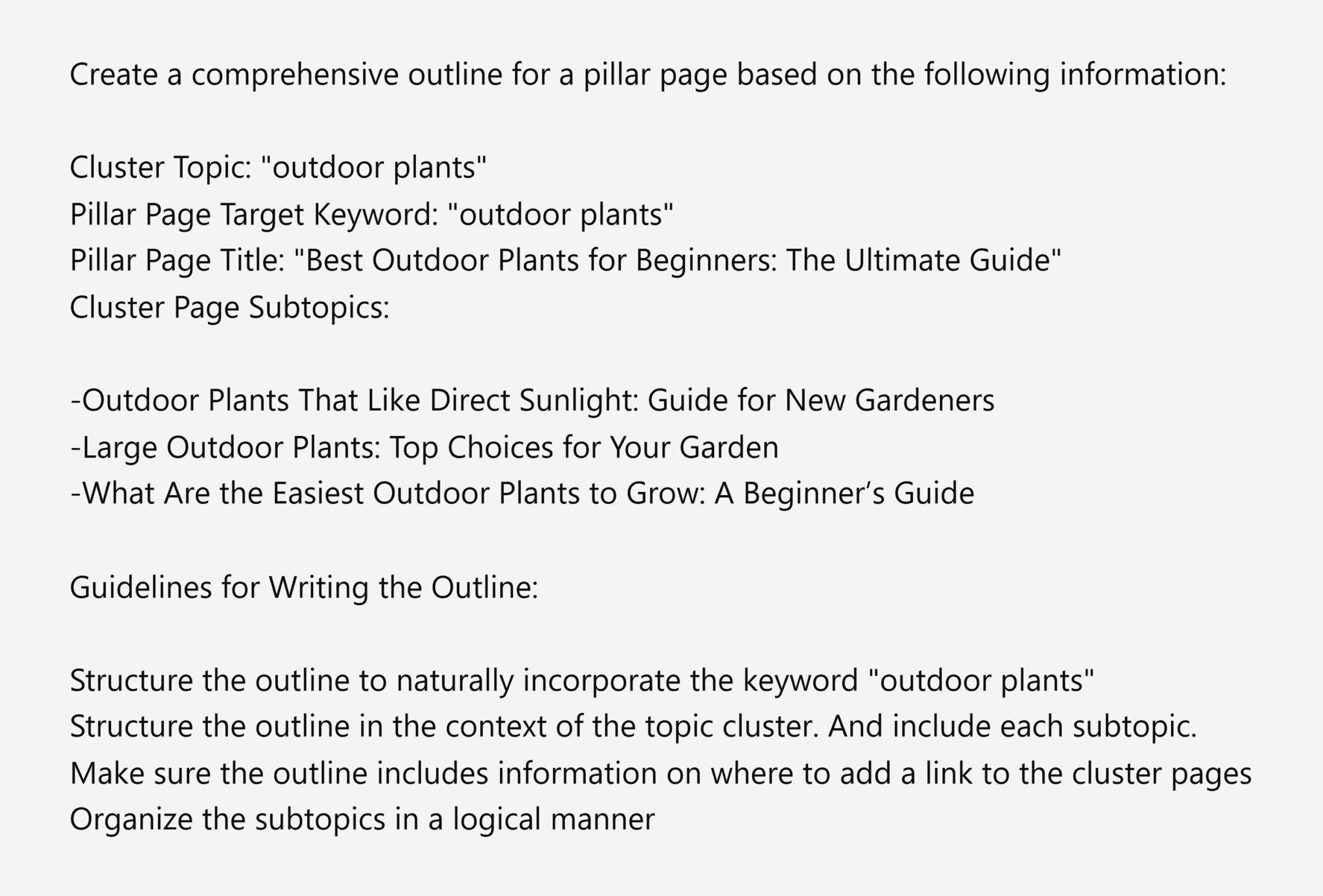 chatgpt-pillar-page-outline-input Pillar Pages: How to Create One + Examples