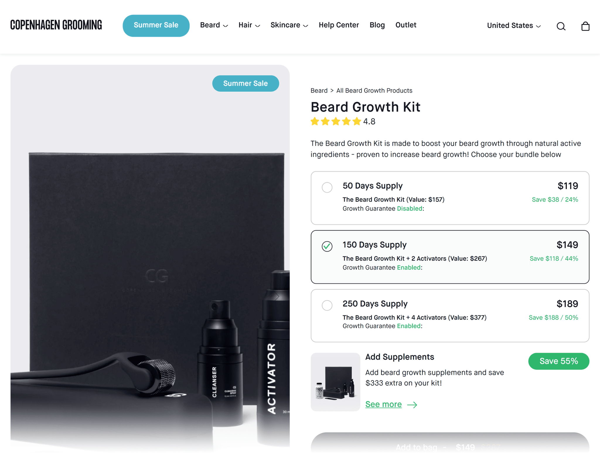 cphgrooming-the-beard-growth-kit 20 Effective Product Page Examples (+ Best Practices)