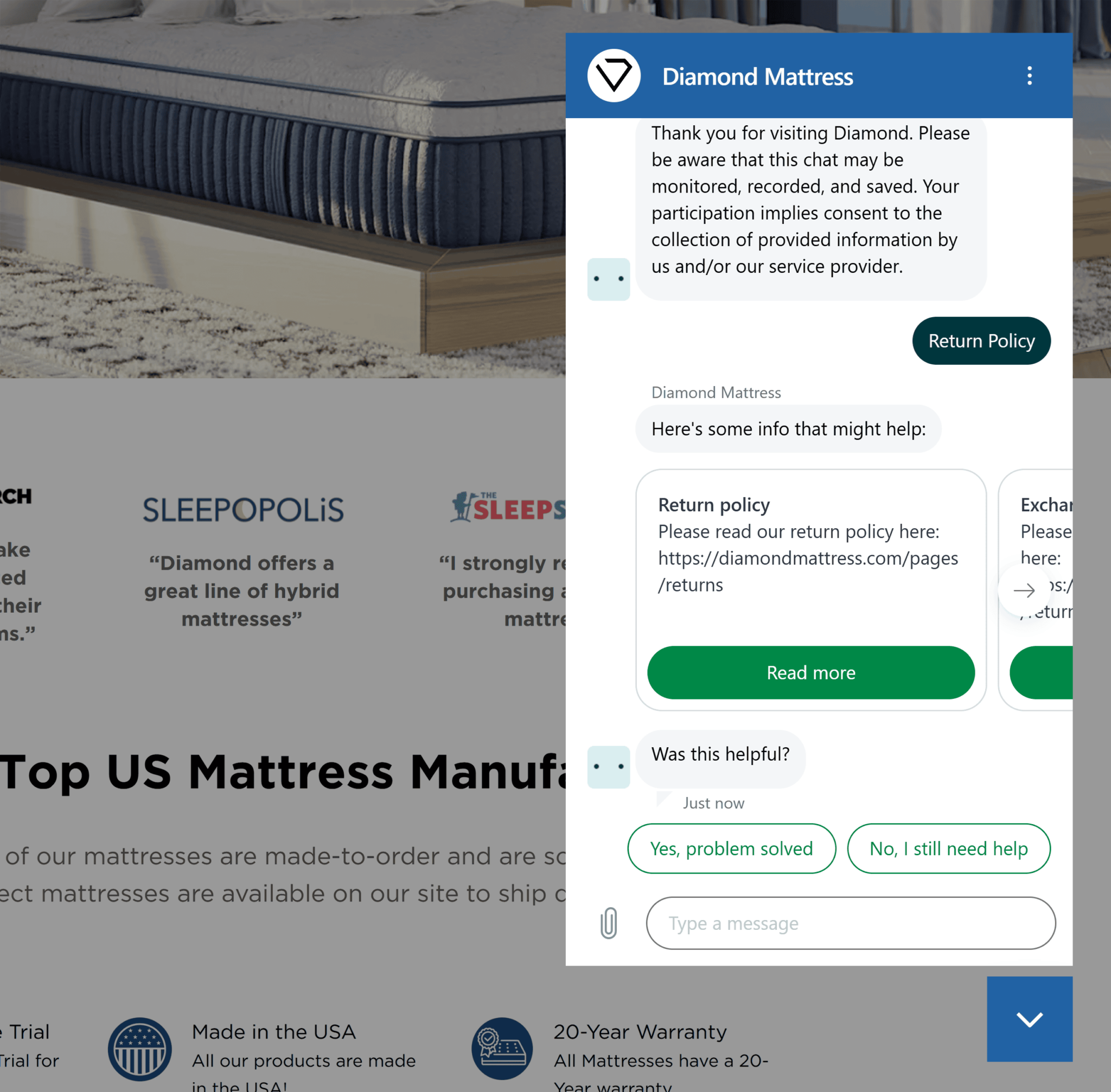 diamond-mattress-chatbot Ecommerce Marketing: 11 Strategies to Drive Traffic and Sales