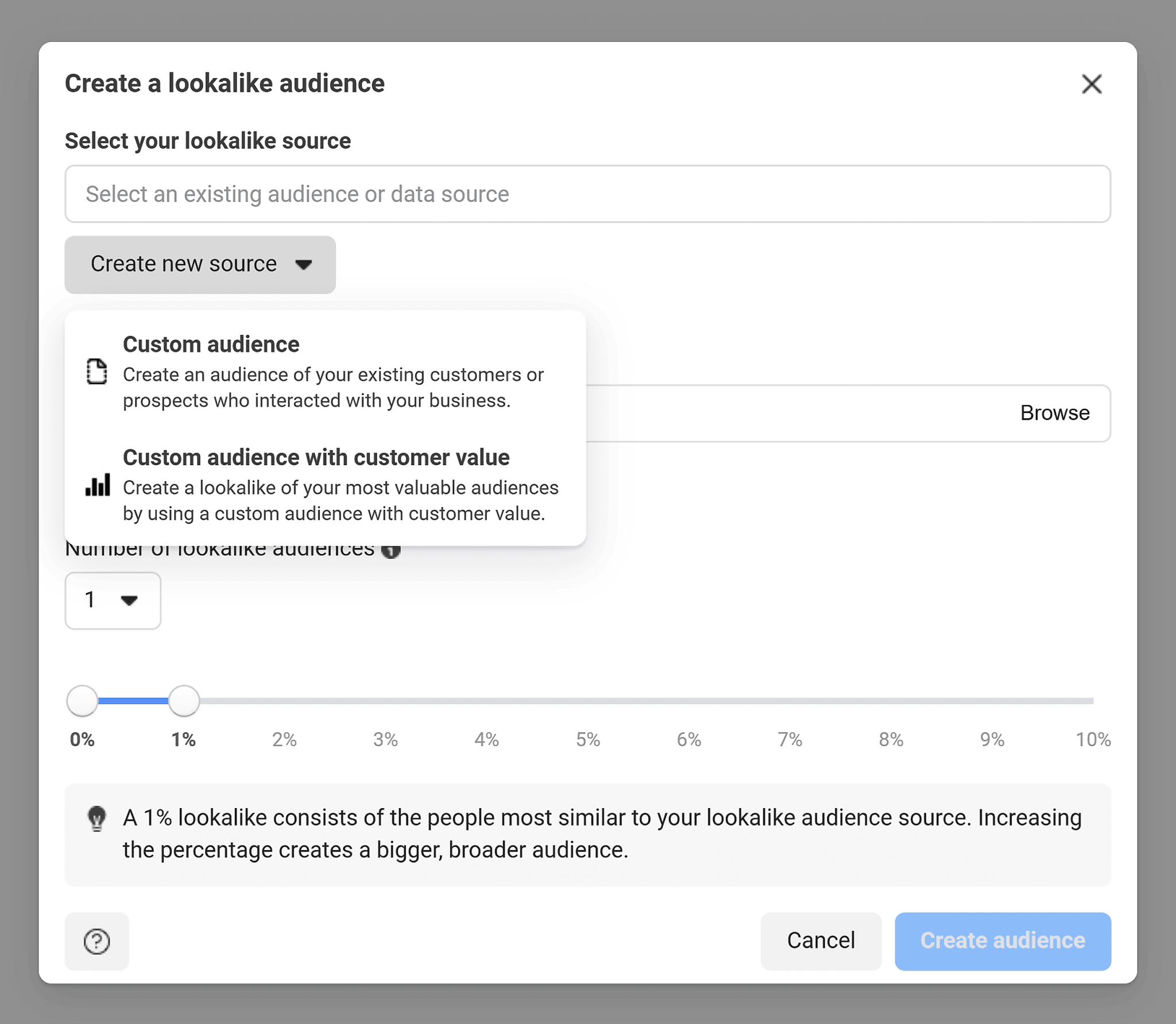 facebook-create-an-audience Ecommerce Marketing: 11 Strategies to Drive Traffic and Sales