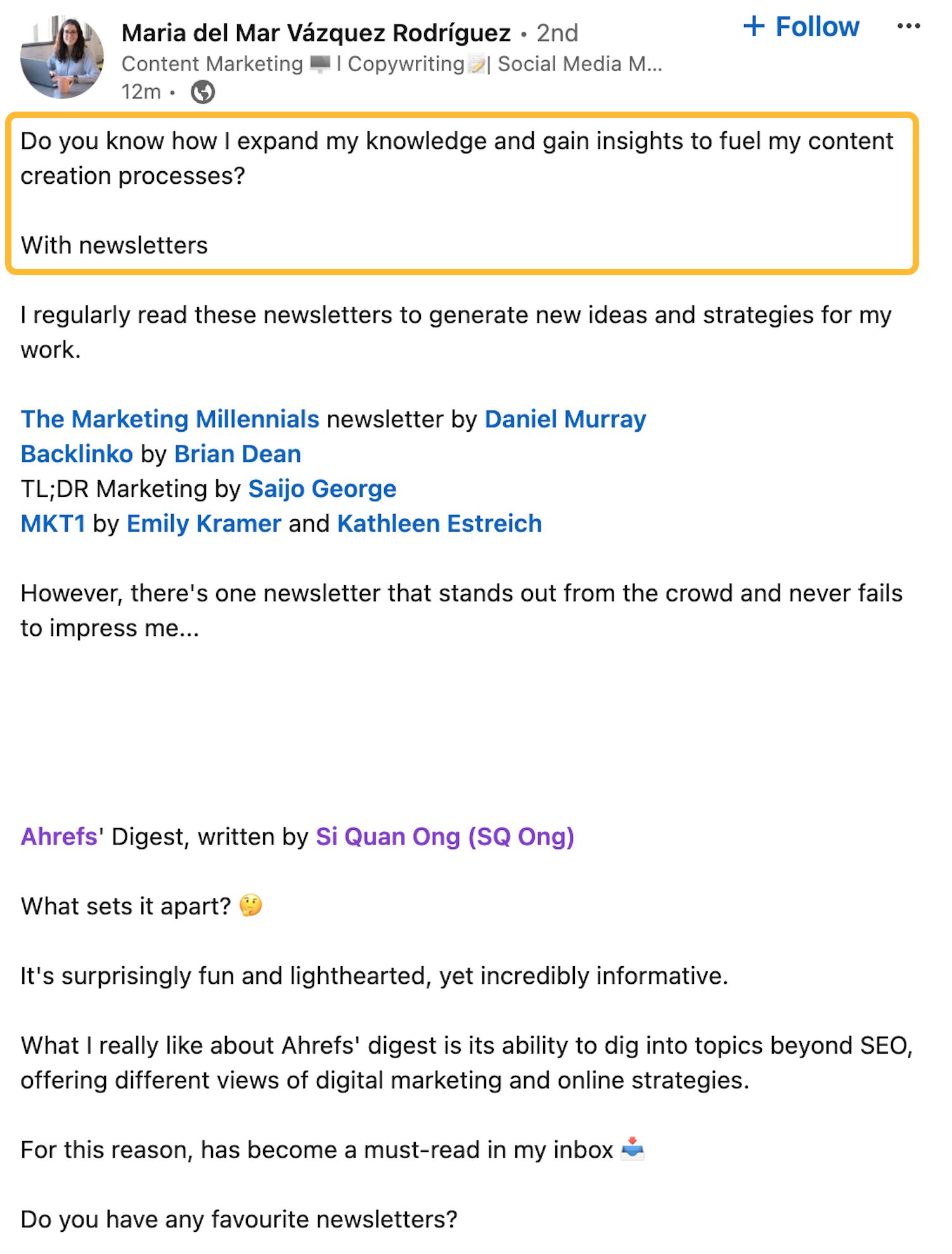 feedback-to-ahrefs-newsletter- 12 Field-Tested Content Marketing Tactics