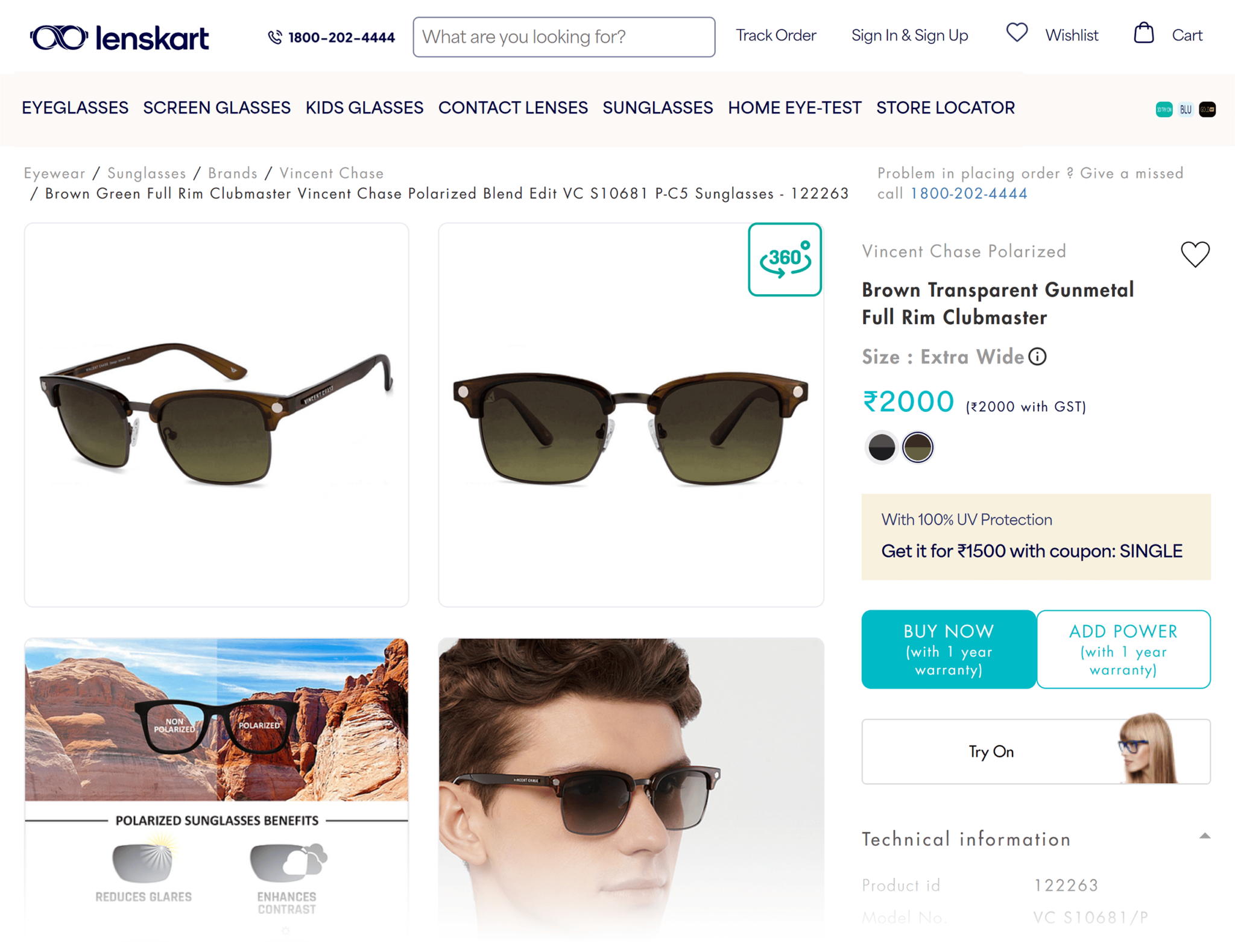 lenskart-sunglasses 20 Effective Product Page Examples (+ Best Practices)