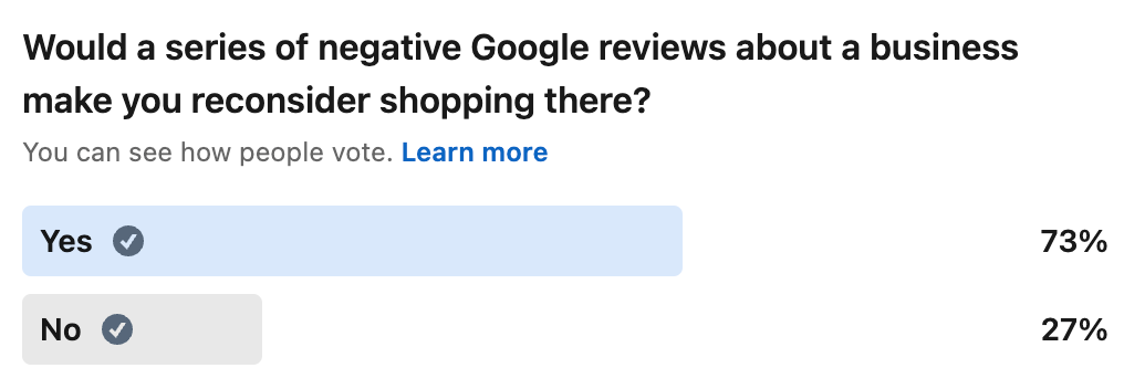 linkedin-poll-on-whether-a-series-of-negative-goog Online Reputation Management: A Beginner’s Guide