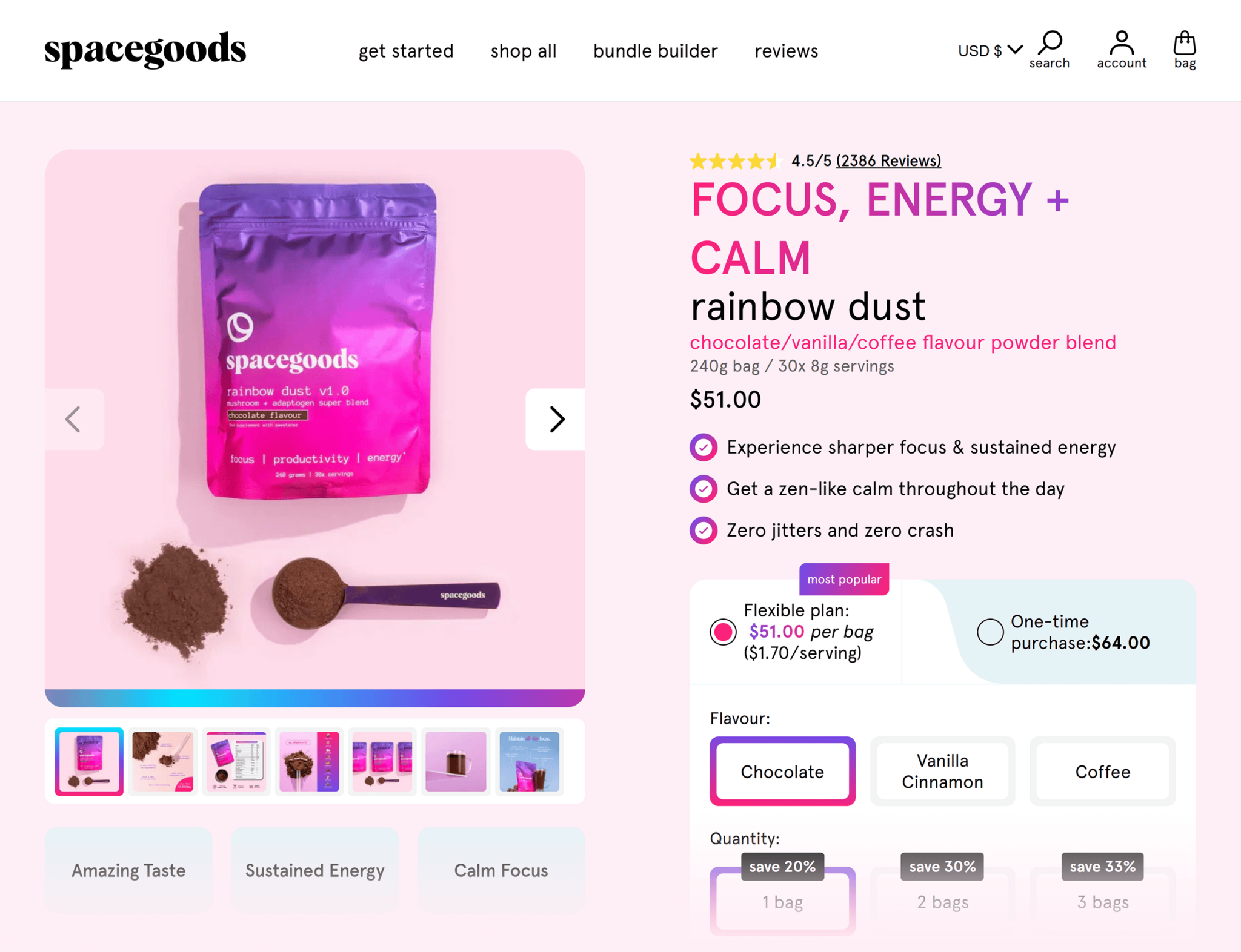 spacegoods-rainbow-dust 20 Effective Product Page Examples (+ Best Practices)