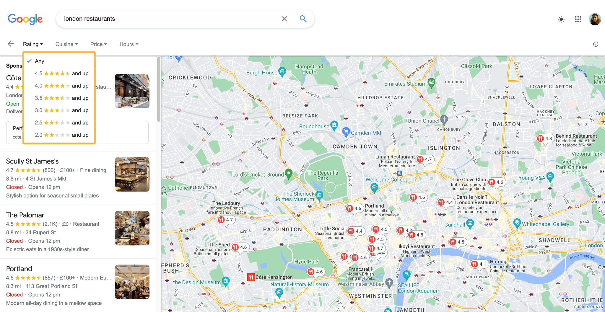 star-rating-filter-example-via-google-maps Online Reputation Management: A Beginner’s Guide