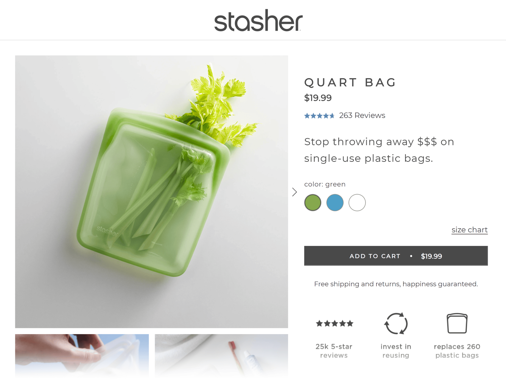 stasher-reusable-silicone-bag 20 Effective Product Page Examples (+ Best Practices)