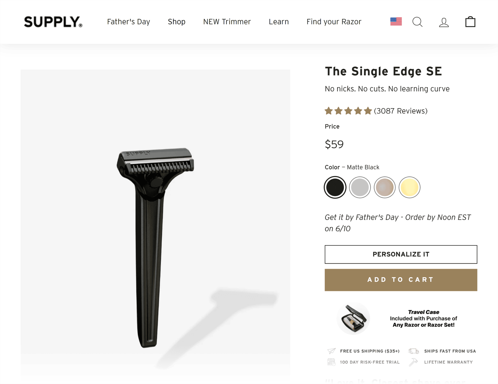 supply-the-single-edge-se 20 Effective Product Page Examples (+ Best Practices)