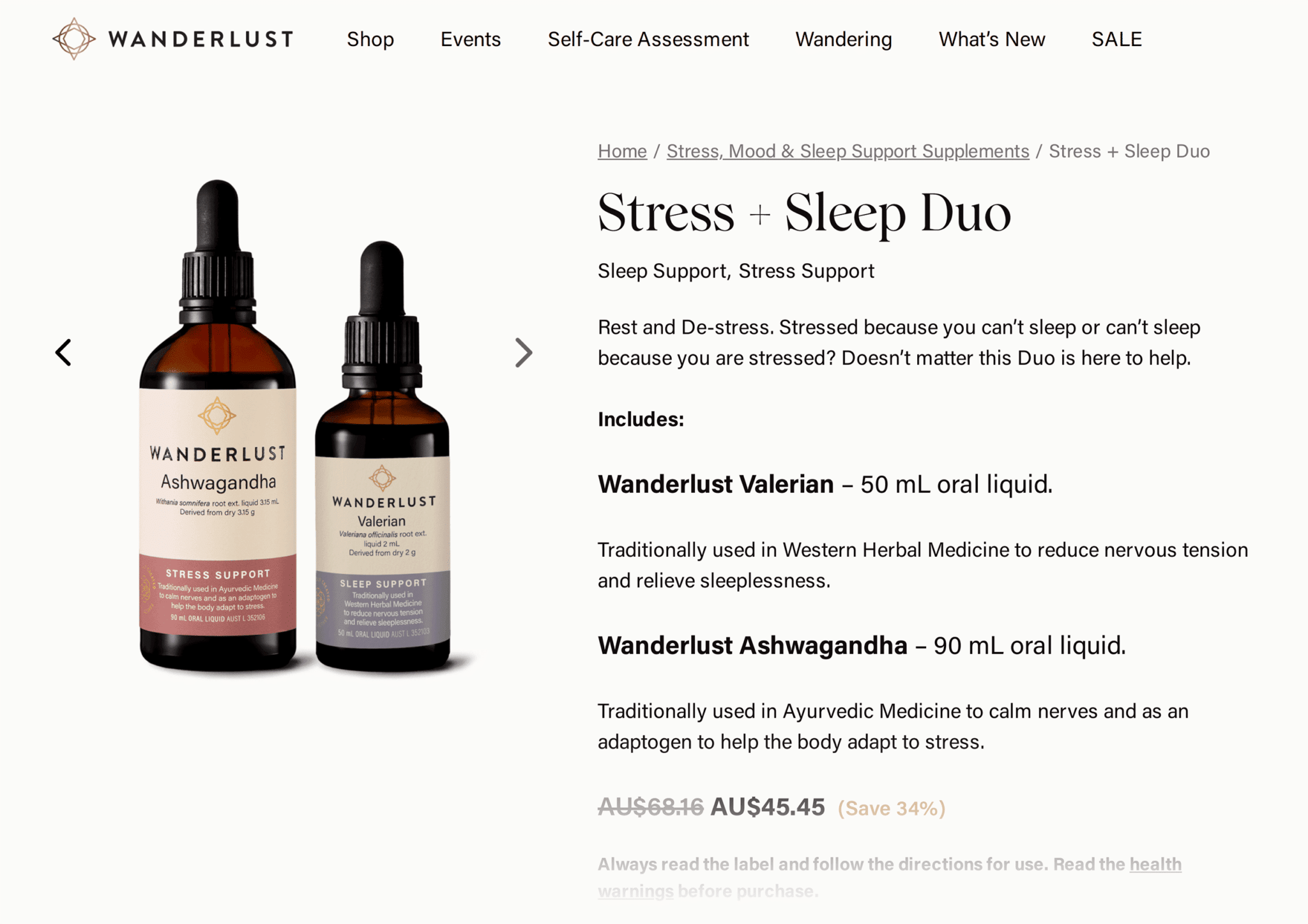 wanderlust-stress-sleep-duo 20 Effective Product Page Examples (+ Best Practices)
