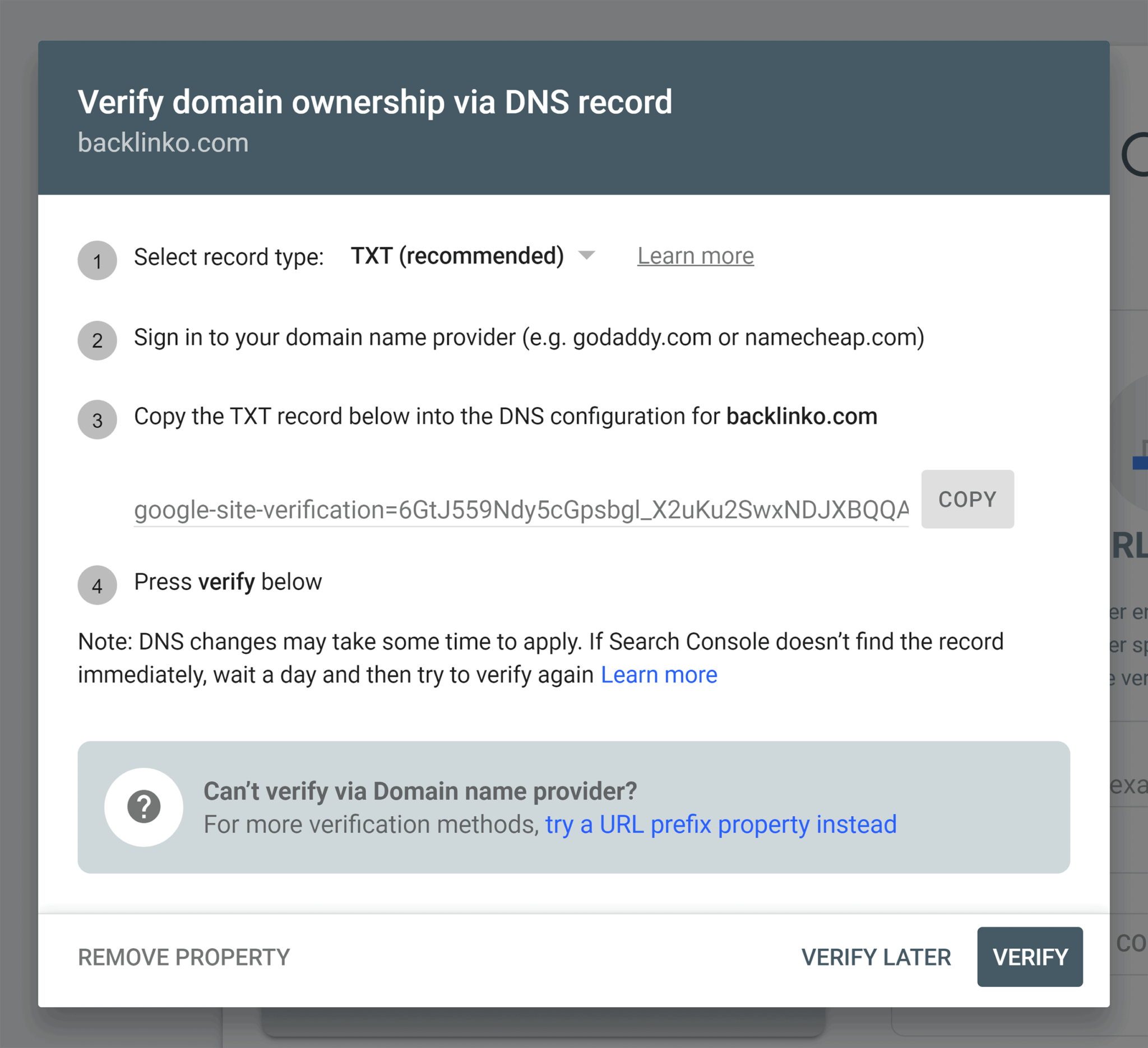 google-search-console-verify-domain How to Do SEO for Your New Website [10-Step Guide]