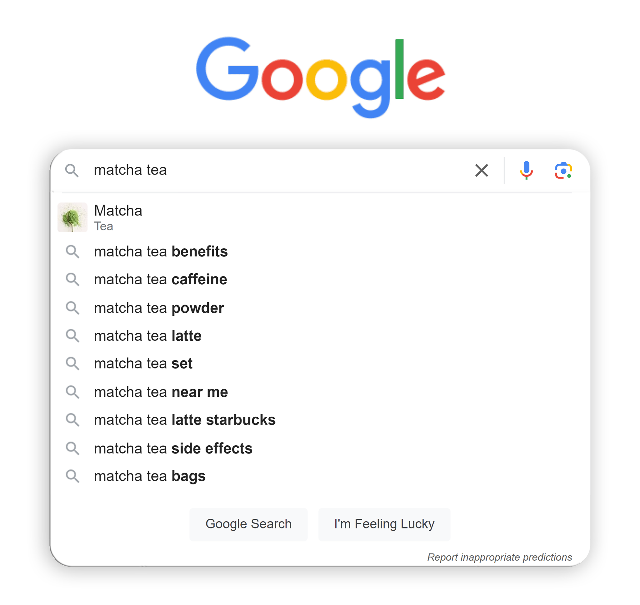 google-search-suggestions-matcha-tea 10 Types of Keywords with Examples (+ How to Find Them)