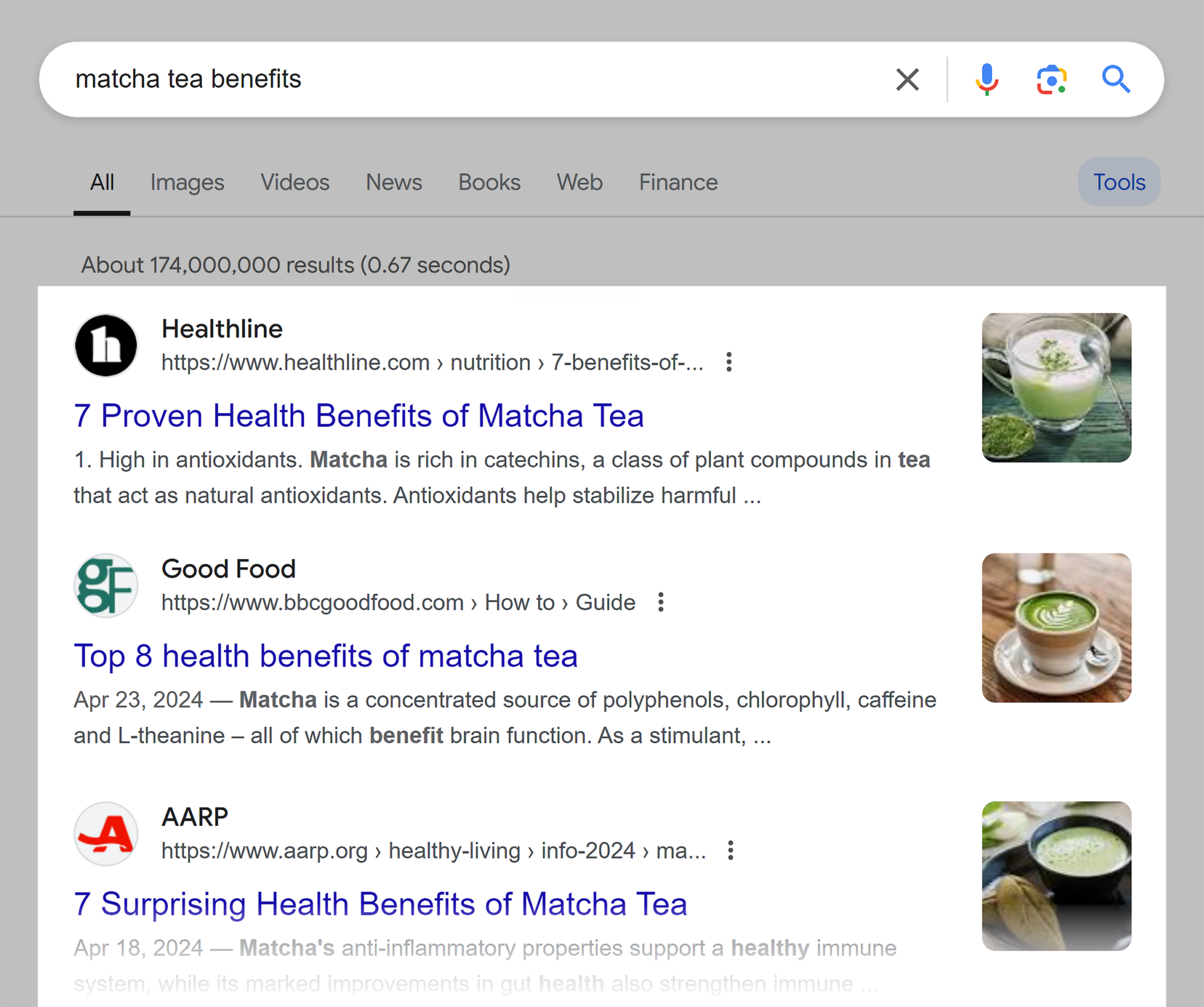 google-serp-matcha-tea-benefits 10 Types of Keywords with Examples (+ How to Find Them)