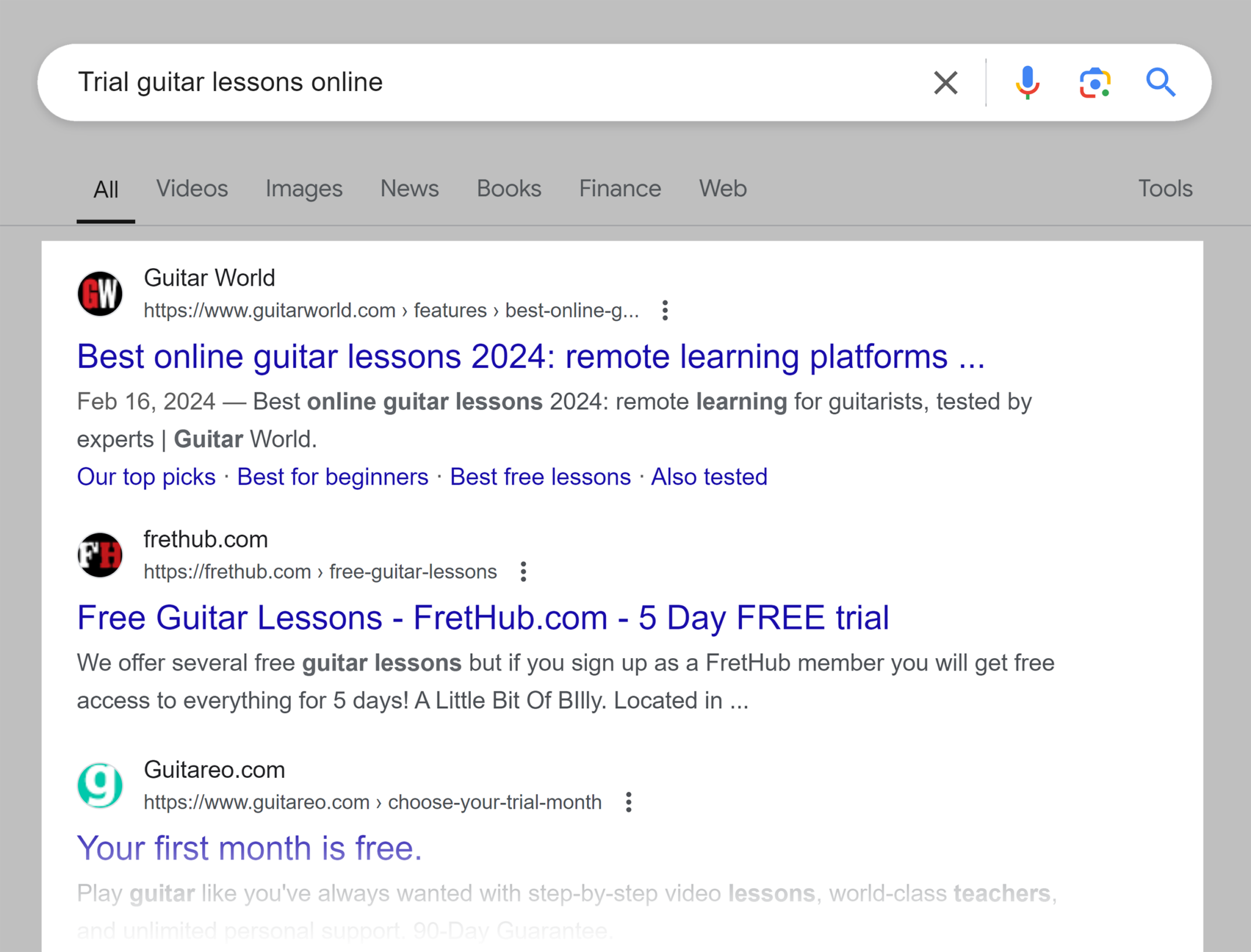 google-serp-trial-guitar-lessons-online 10 Types of Keywords with Examples (+ How to Find Them)